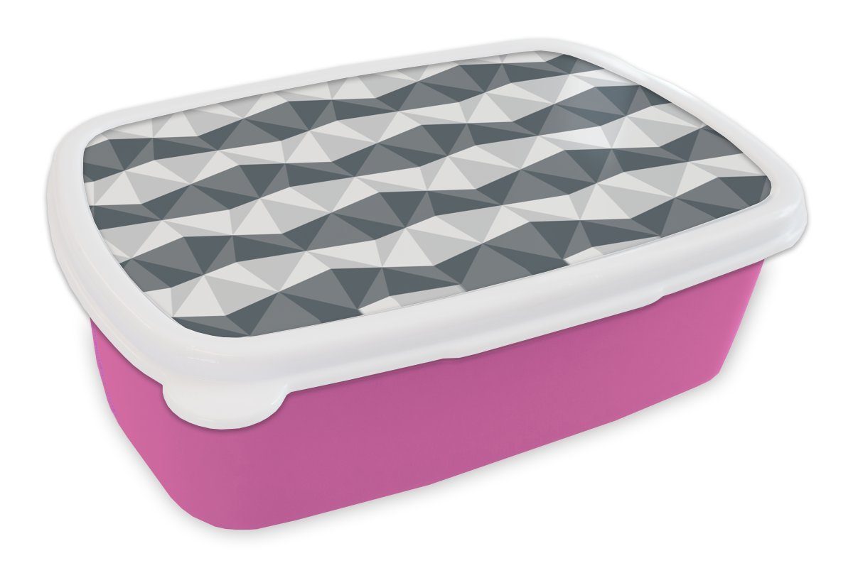 Lunchbox - Kunststoff, Brotbox Snackbox, rosa Zebra Kinder, Brotdose - für Geometrie Muster, Mädchen, Erwachsene, Kunststoff MuchoWow (2-tlg),