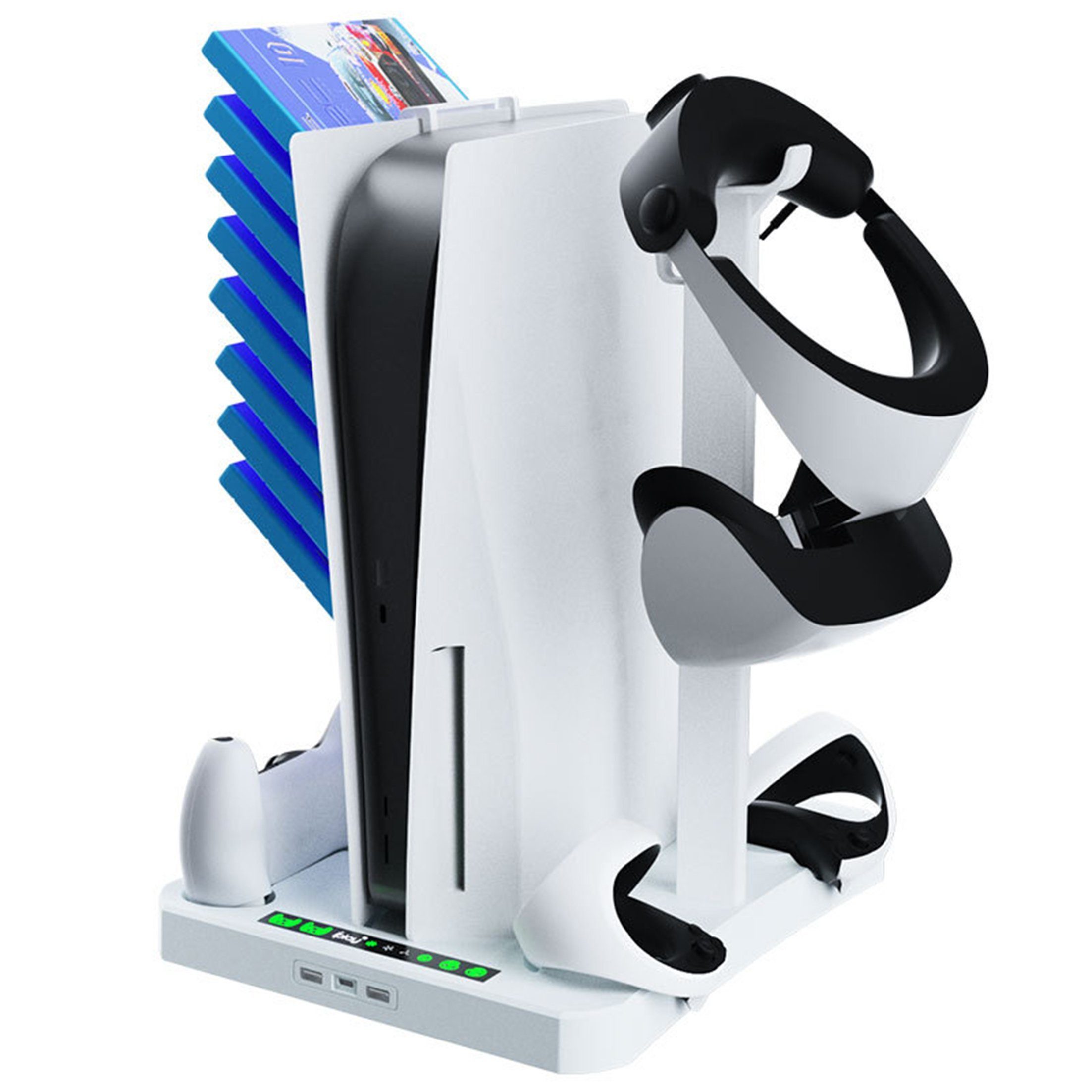 feinlux PSVR2 und PS5 Aufbewahrungsständer Controller (Packung, mit 3 Windgeschwindigkeiten,PS5-Controller, Headset und Disc-Halter)