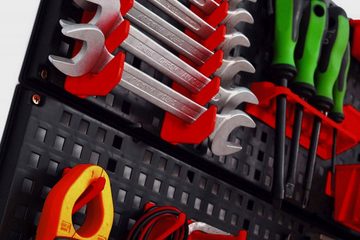 Kreher Lochwand Werkzeuglochwand aus Kunststoff mit 21 teiligem Hakenset