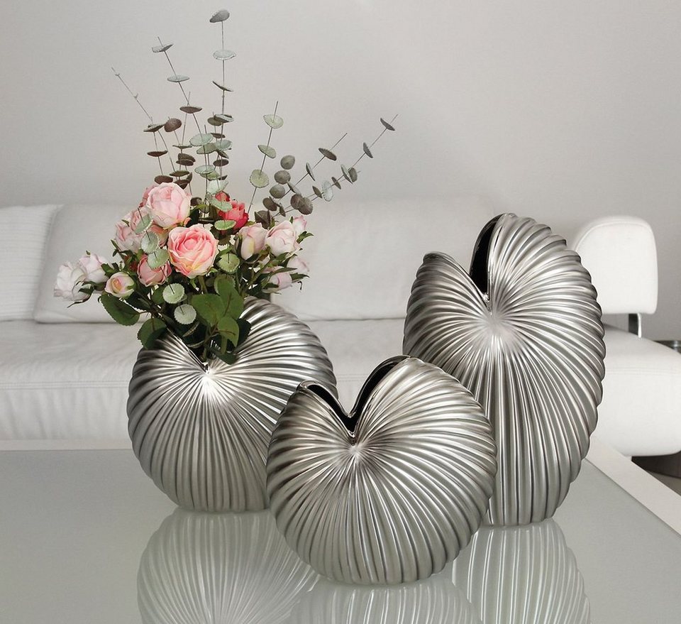 GILDE Dekovase Keramik ovale Vase 