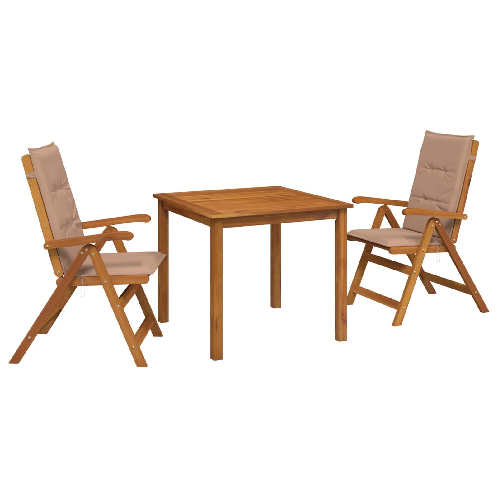 vidaXL Garten-Essgruppe 3-teilige Garten-Essgruppe Natur Massivholz