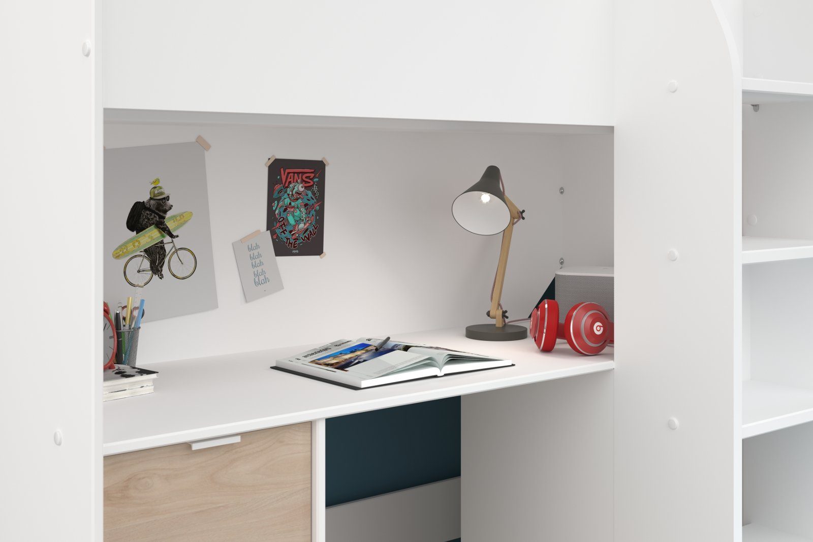Parisot Hochbett Tom (Stauraumbett 90 x 200 cm, inkl. Kleiderschrank und Schreibtisch) kein Lattenrost erforderlich – Bild 5 von 5