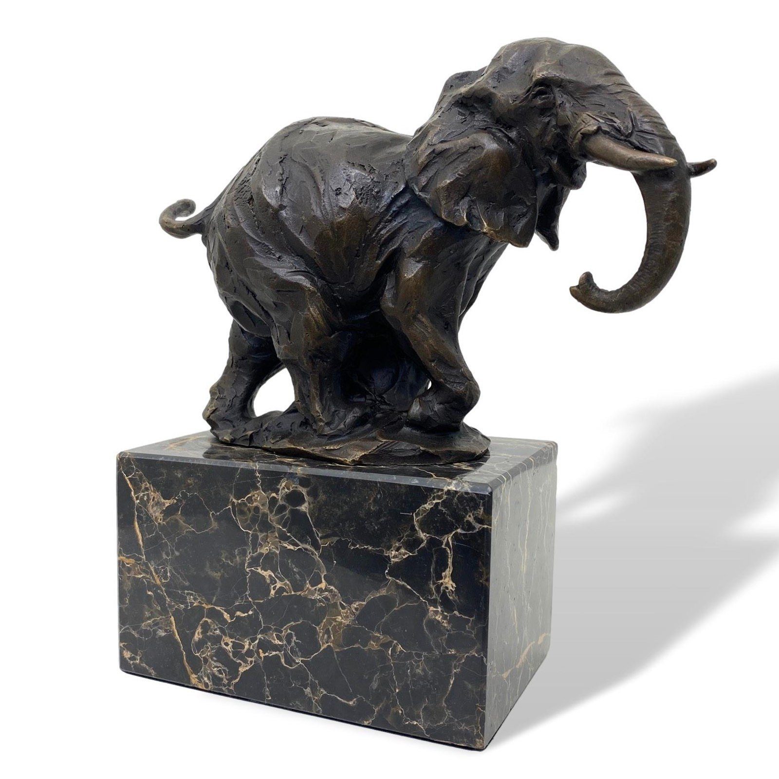 Skulptur Bronze Elefant im Figur Bronzefigur Aubaho Bronzeskulptur 21cm Antik-Stil