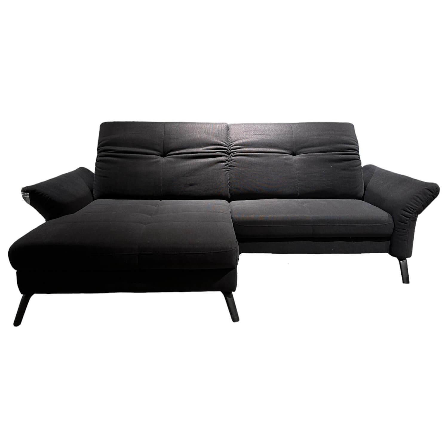 set one by Musterring Ecksofa Ecksofa Stoff Cavallo Beage 06 Grau Metallfuß Schwarz Matt