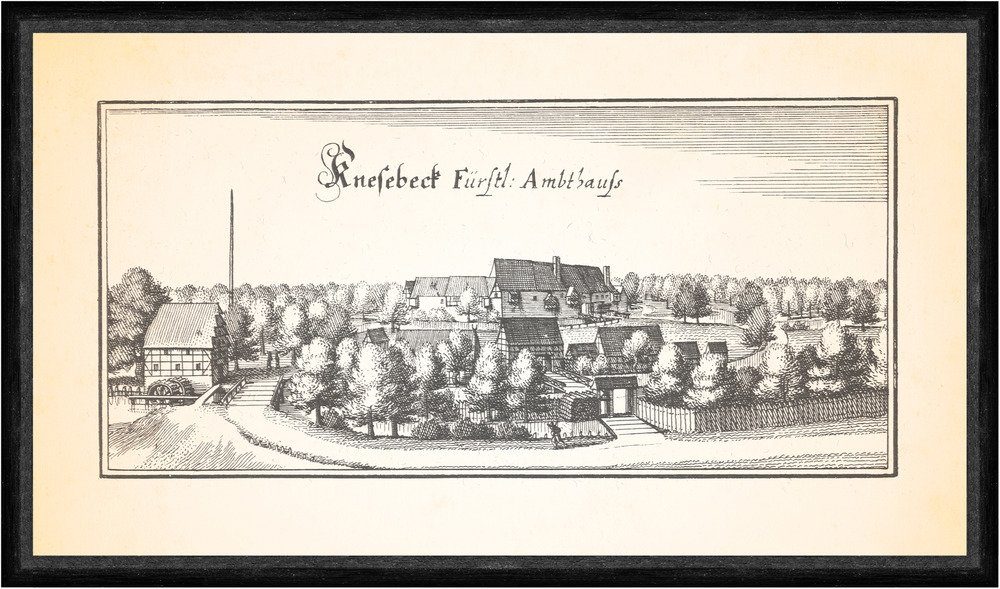 Kunstdruck Knesebeck fürstliches Amtshaus Barnbruch Wasserburg Zugbrücke Faks_Me