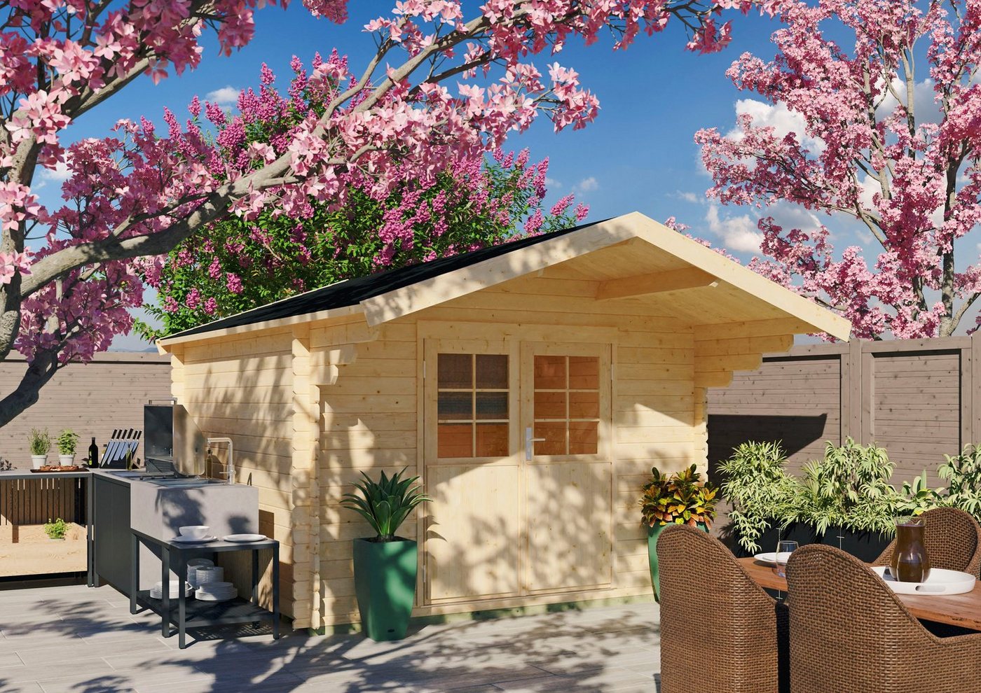Thumbnail - Kiehn-Holz Gartenhaus Dürreckberg, BxT: 340x443 cm, aus naturbelassenem Fichtenholz