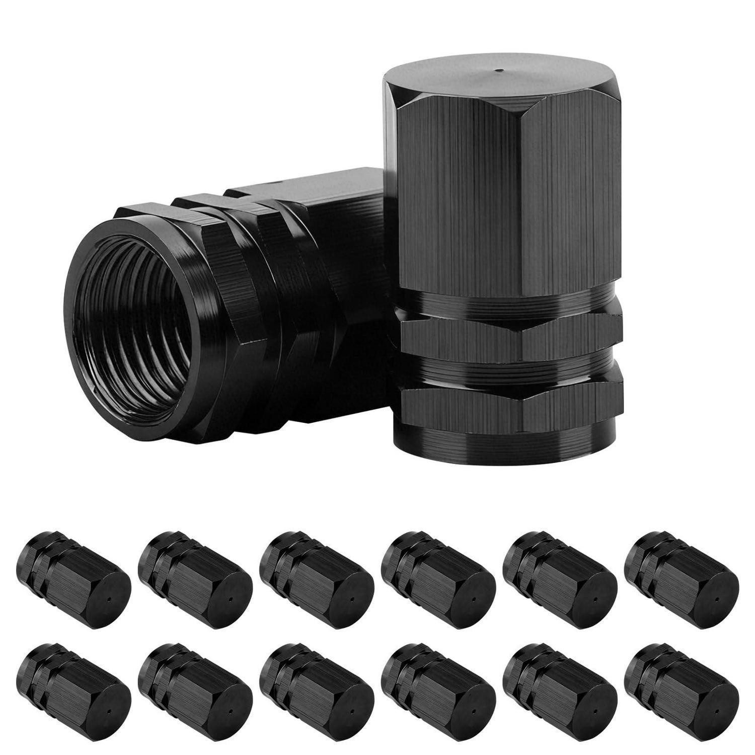 LuxusKollektion Ventilkappe Ventilkappen 12 Stück Aluminium Autoventil Staubschutz Auto Schwarz
