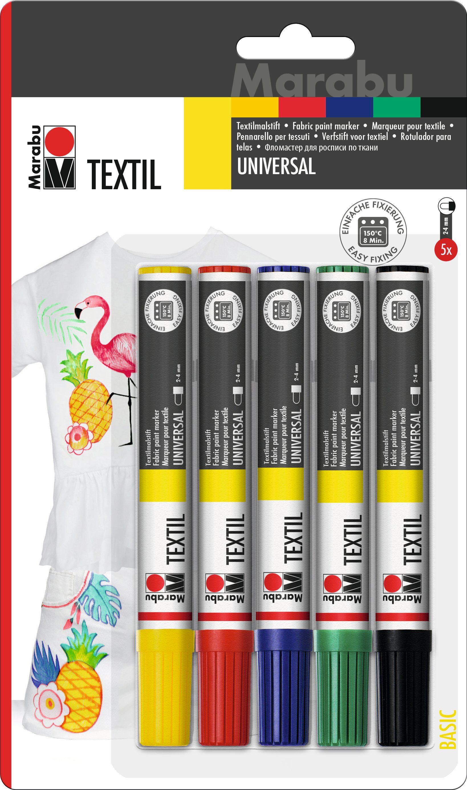 Marabu Textilmarker Textil-Painter, 5 Stück
