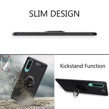 Nalia Smartphone-Hülle Huawei P30, Matte Silikon Hülle mit Ring / Drehbarer Fingerhalter / Standfunktion
