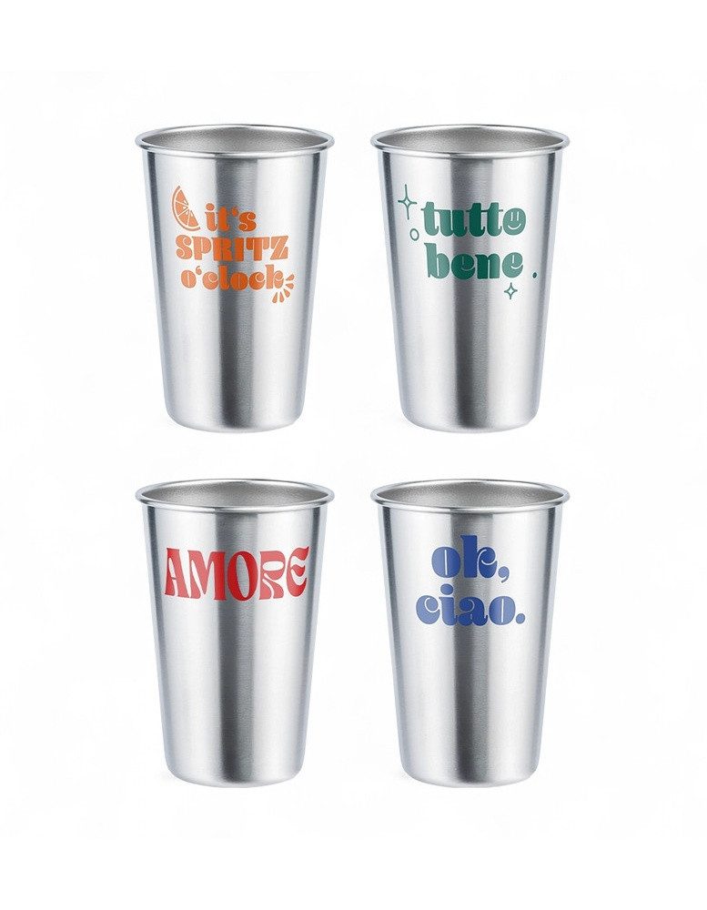 soulbottles Trinkflasche Trinkbecher soulcoup steel Dolce Vita (Edelstahl) 4x400ml silber