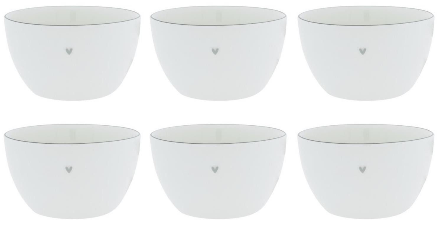 Bastion Collections Müslischale Graues Herz, Keramik, Spülmaschinengeeignet, Weiß, Motiv: Herz