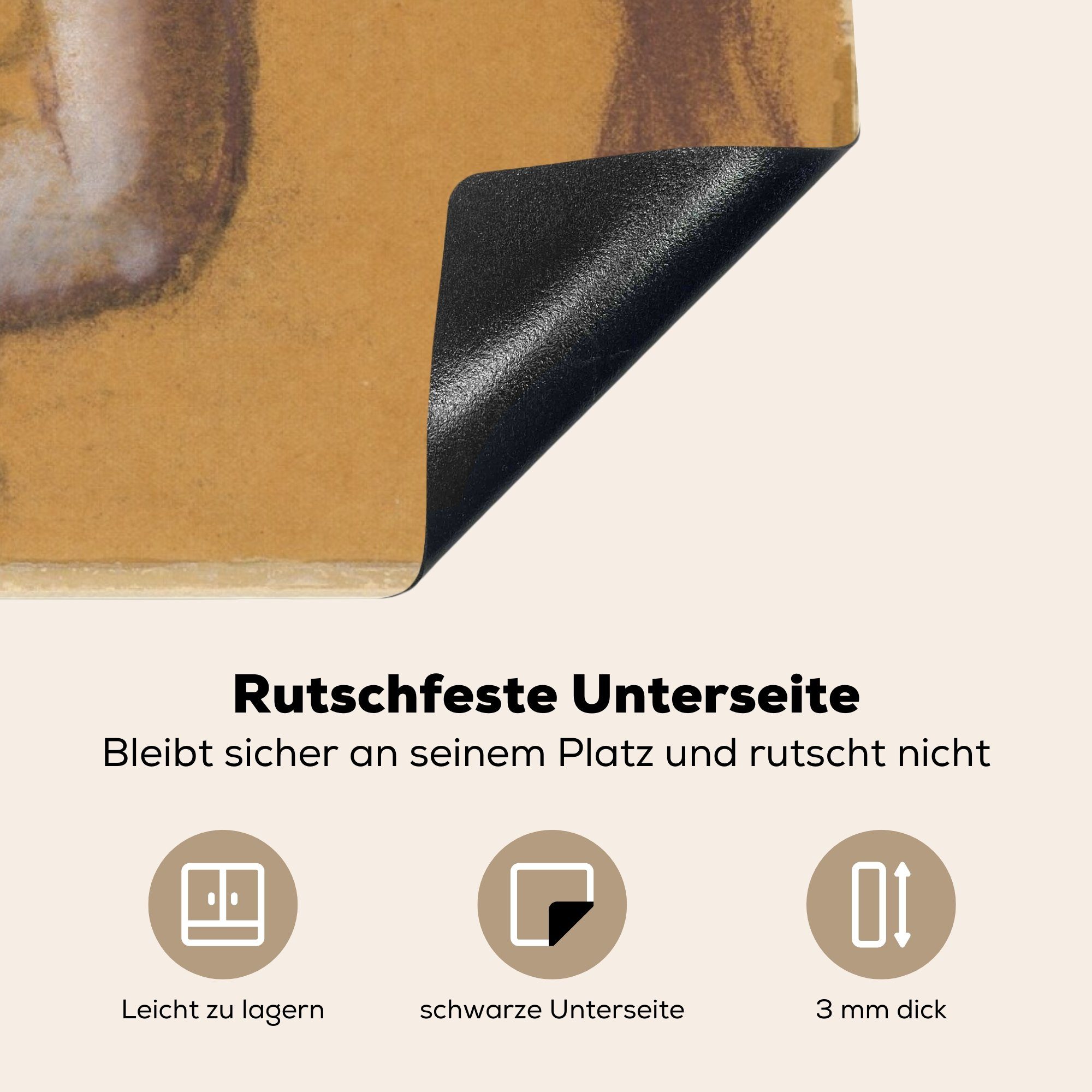 MuchoWow Herdblende-/Abdeckplatte Badende, die Arbeitsplatte Ceranfeldabdeckung, (1 Vinyl, 78x78 sich für Degas, küche cm, Gemälde - tlg), Edgar abtrocknet von