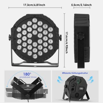 WILGOON LED Discolicht 36W Disco Partylicht 360° Rotierende RGB DMX512 Bühnenlicht Party Show, LED fest integriert, RGB, 36 LEDs RGB Bühnenlicht, Discolicht Scheinwerfer Beleuchtung