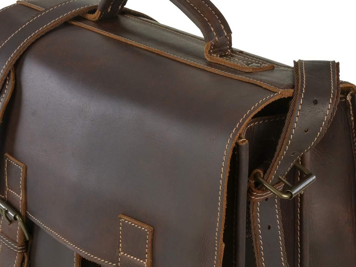 Greenburry Aktentasche Buffalo Lehrertasche Damen Herren Leder 39x33cm 2 Fächer, Businesstasche, Schultasche, für Herren und Damen, rustikal