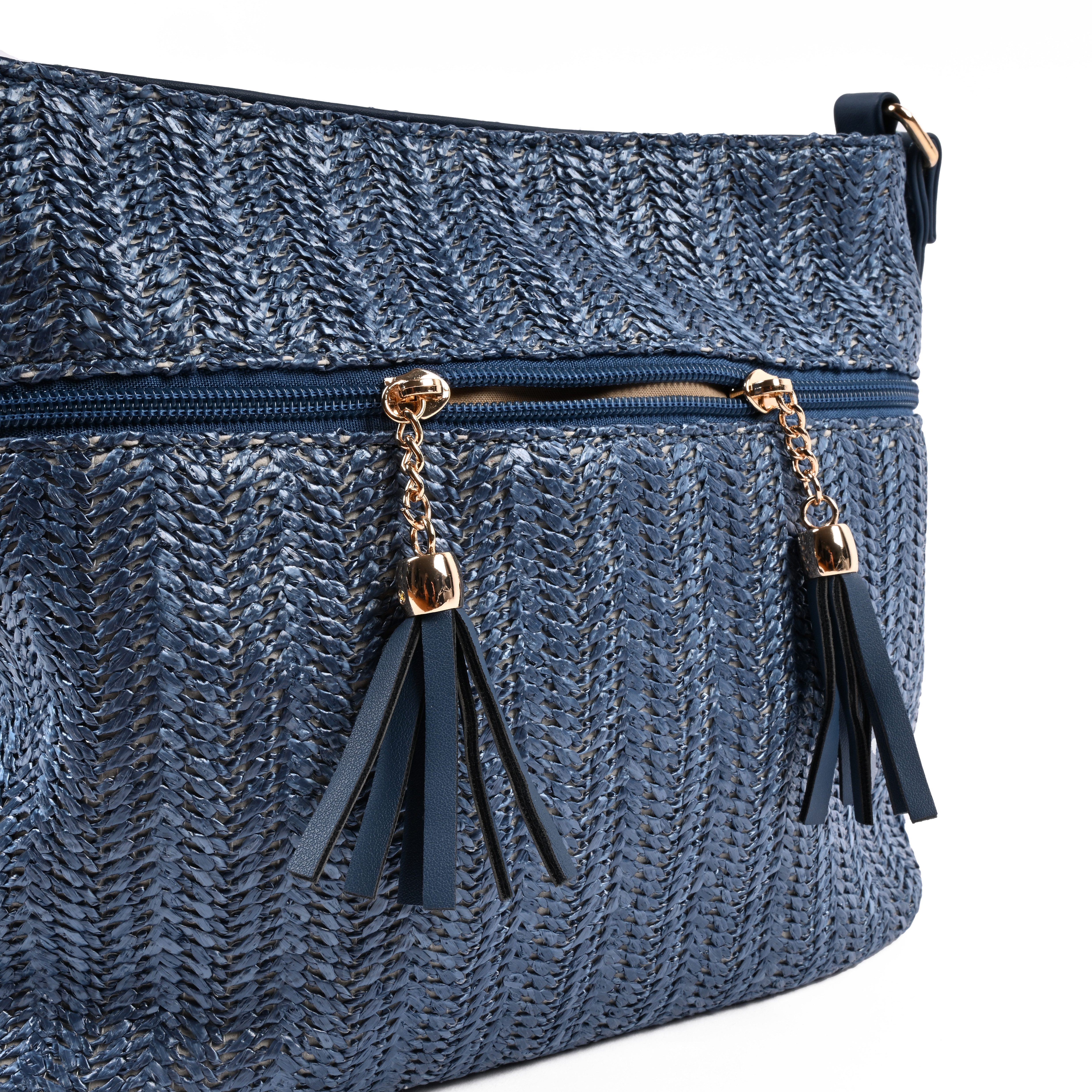 Goodman Design Schultertasche Geflochtene Umhängetasche mit Tasseln, Hochwertiges Kunstleder in geflochtener Struktur