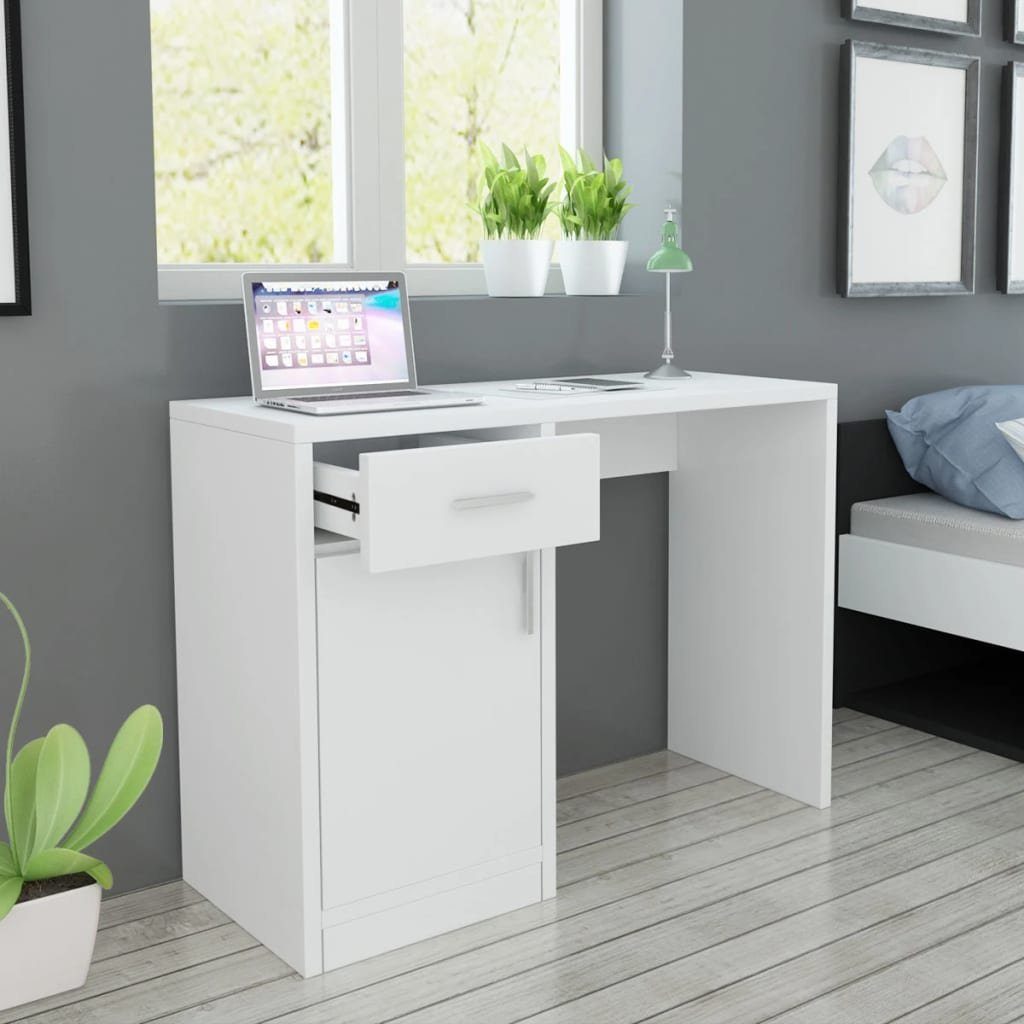 Weiß | Weiß cm Schreibtisch Schreibtisch vidaXL Schrank Weiß mit und Schublade 100x40x73