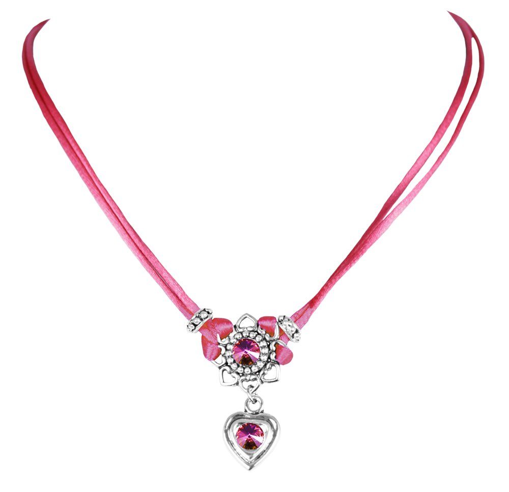 LUISIA® Kette mit Anhänger Chiara mit Herzblüte, Strassherz und Kristallen günstig online kaufen