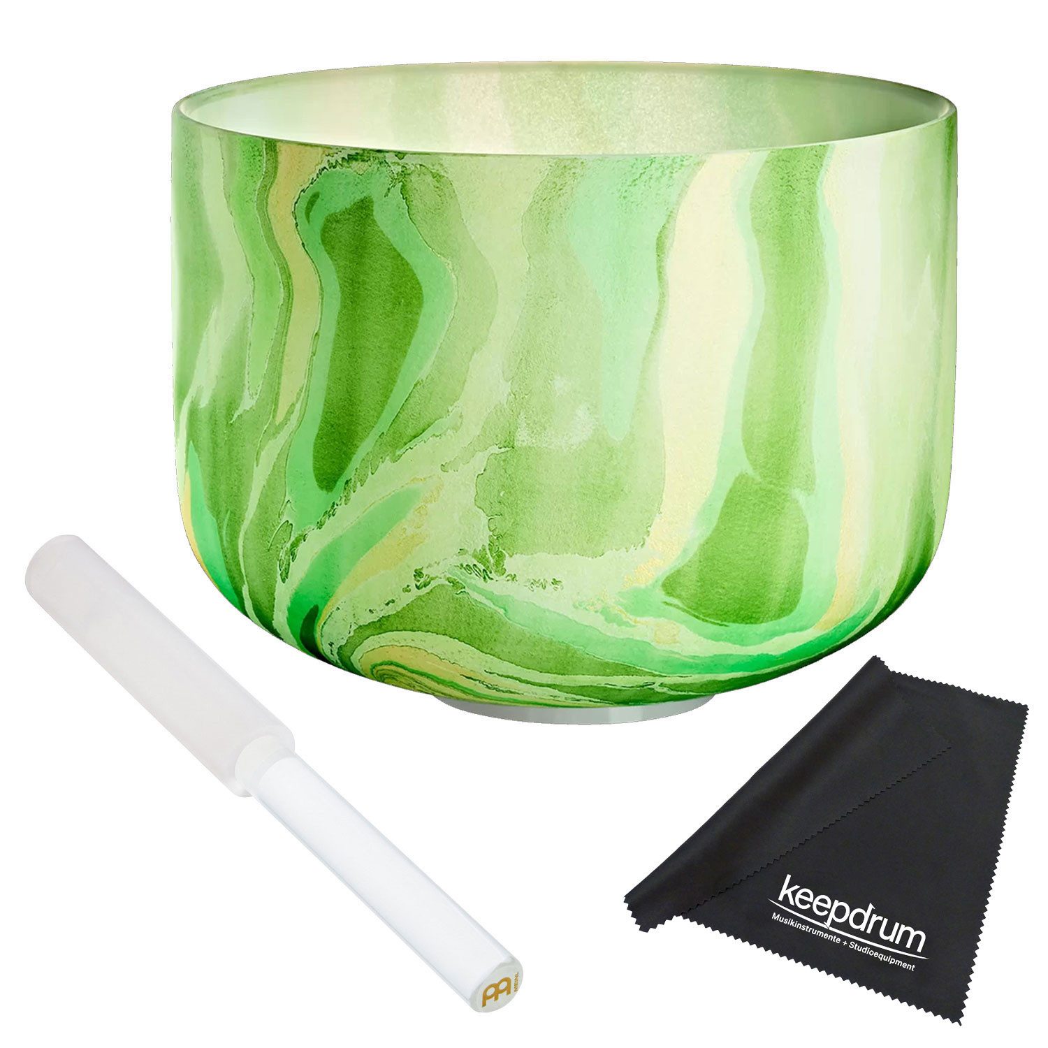 Meinl Sonic Energy Klangschalen Sonic Energy Kristall-Klangschale MCSB10-F Herzchakra mit Reiber,Klangschale, Vorteils-Set mit Reiber