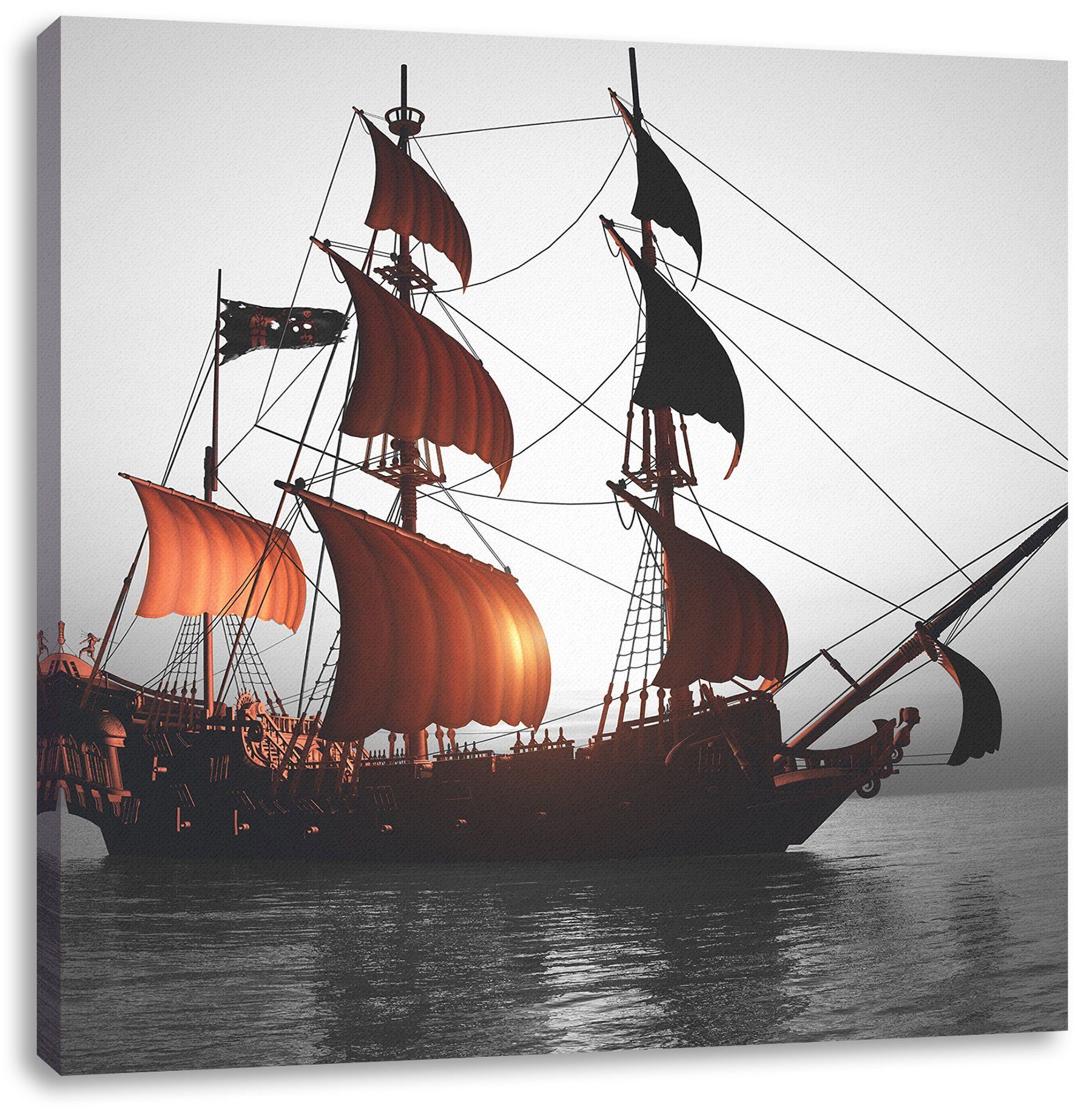Pixxprint Leinwandbild Gewaltiges Segelschiff, Gewaltiges Segelschiff (1 St), Leinwandbild fertig bespannt, inkl. Zackenaufhänger
