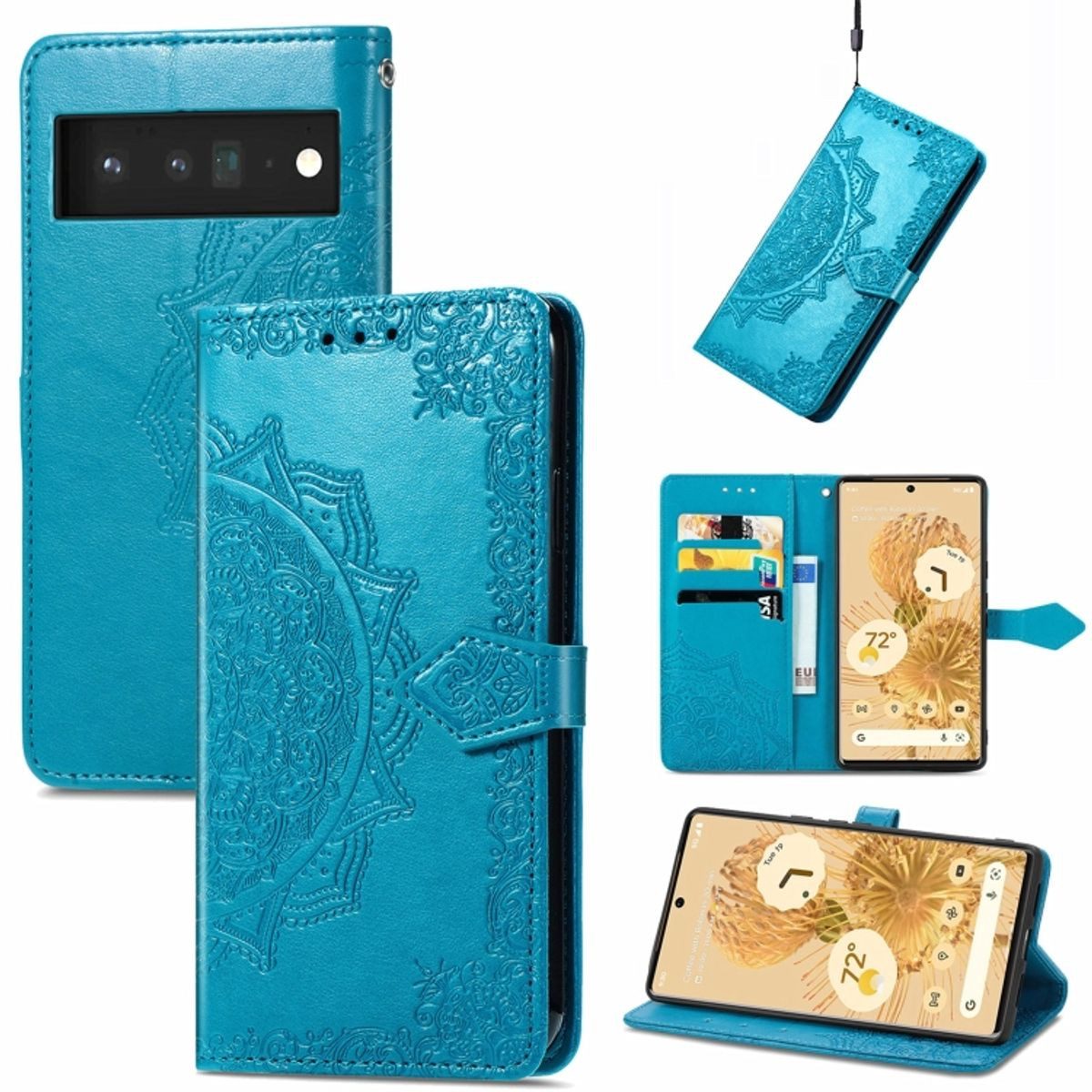 König Design Handyhülle Google Pixel 6, Schutzhülle Schutztasche Case Cover Etuis Wallet Klapptasche Bookstyle