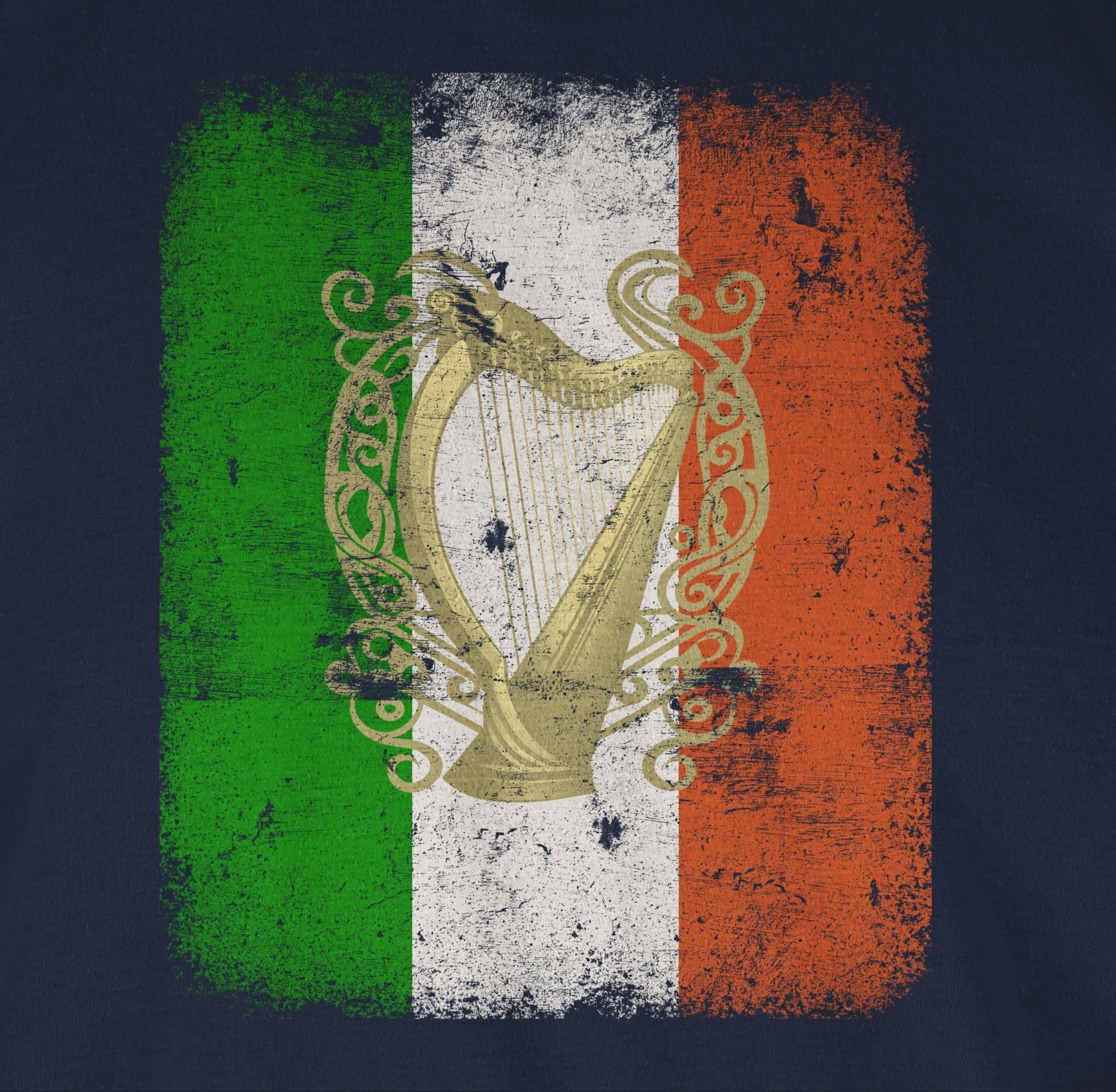 Shirtracer T-Shirt Irland Irish Day Patricks Flag Navy 03 Flagge Irische Blau St