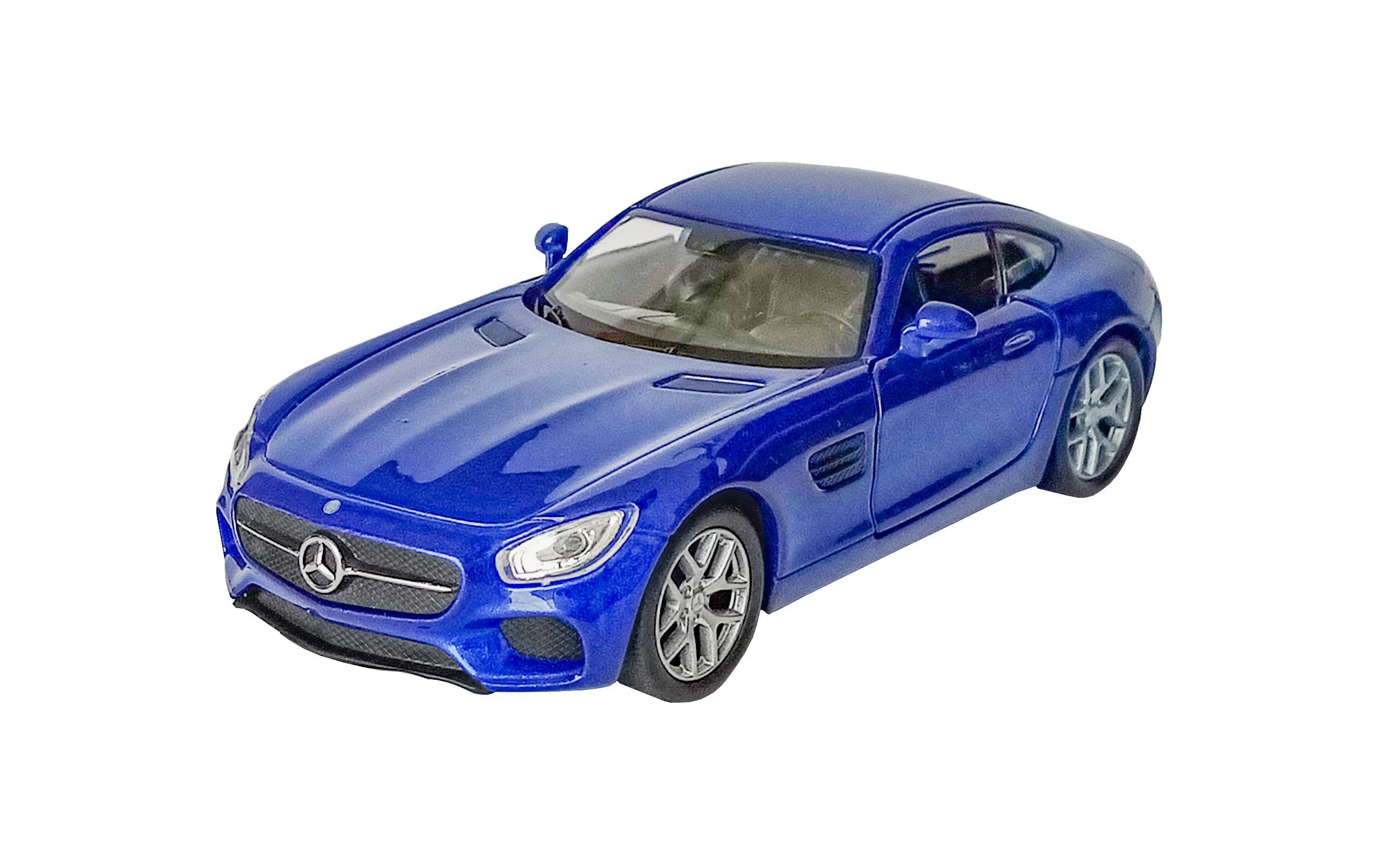 Welly Modellauto MERCEDES-AMG GT Modellauto Metall Modell Auto 03 (Blau-Metallic), Spielzeugauto Geschenk Welly
