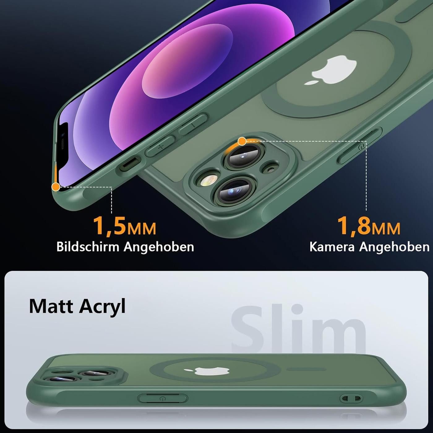 CoolGadget Handyhülle Magnet-Hülle für iPhone 12 Schutzhülle magnetisch 6,1 Zoll, Hülle Matt Stoßfest kompatibel mit Magsafe Zubehör Kameraschutz Case