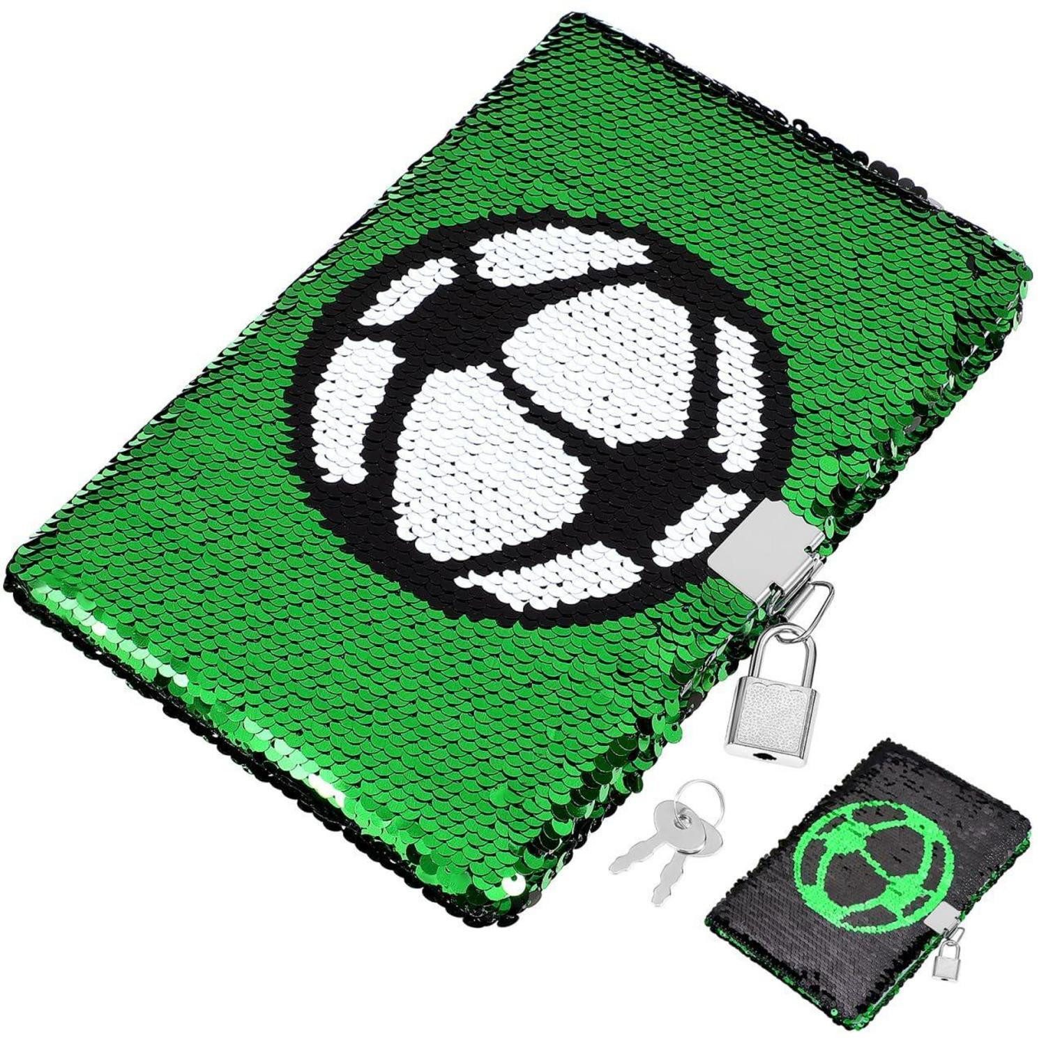 LuxusKollektion Tagebuch Notizbuch A5 Pailletten Fußball mit Schloss