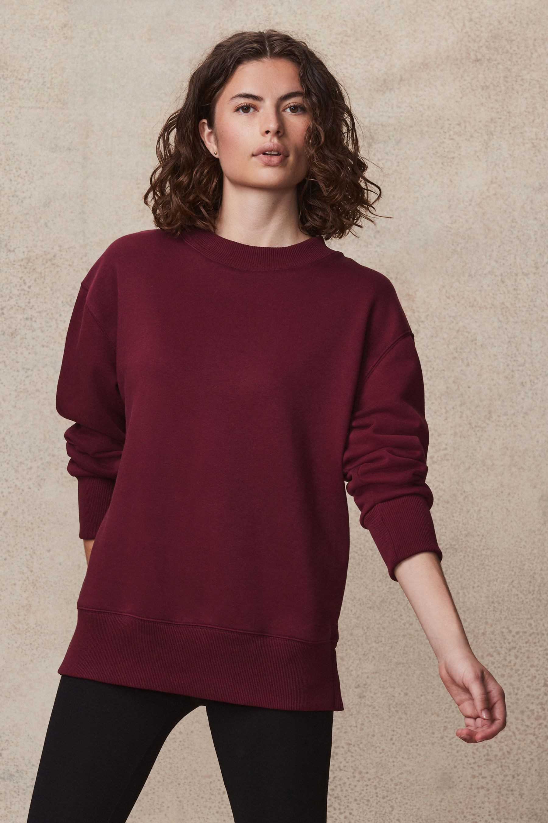 Next Longsweatshirt Angerautes Relaxed Fit Oversized-Sweatshirt günstig online kaufen