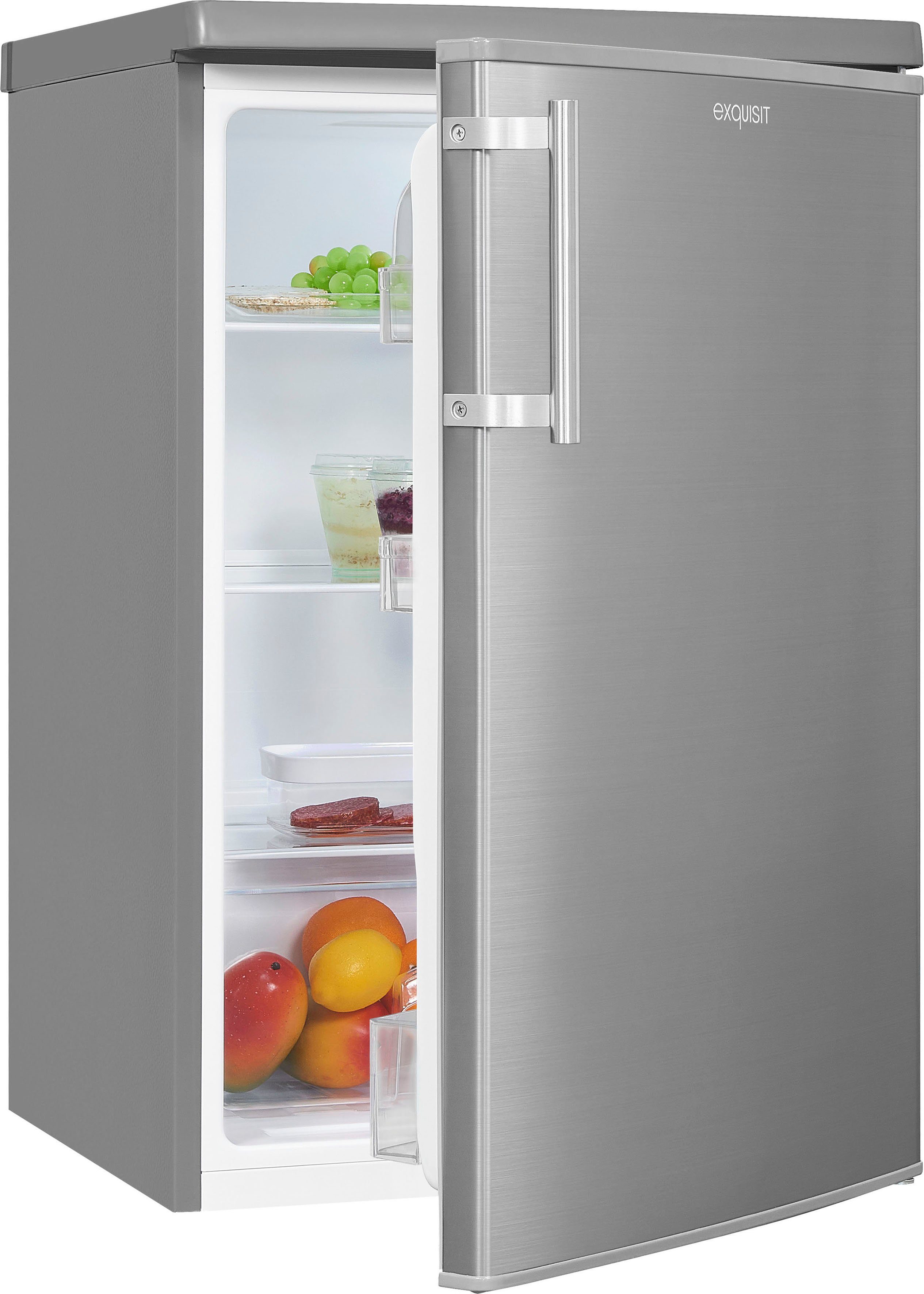 exquisit Kühlschrank KS16-V-H-040E breit hoch, 85,5 55 cm cm inoxlook