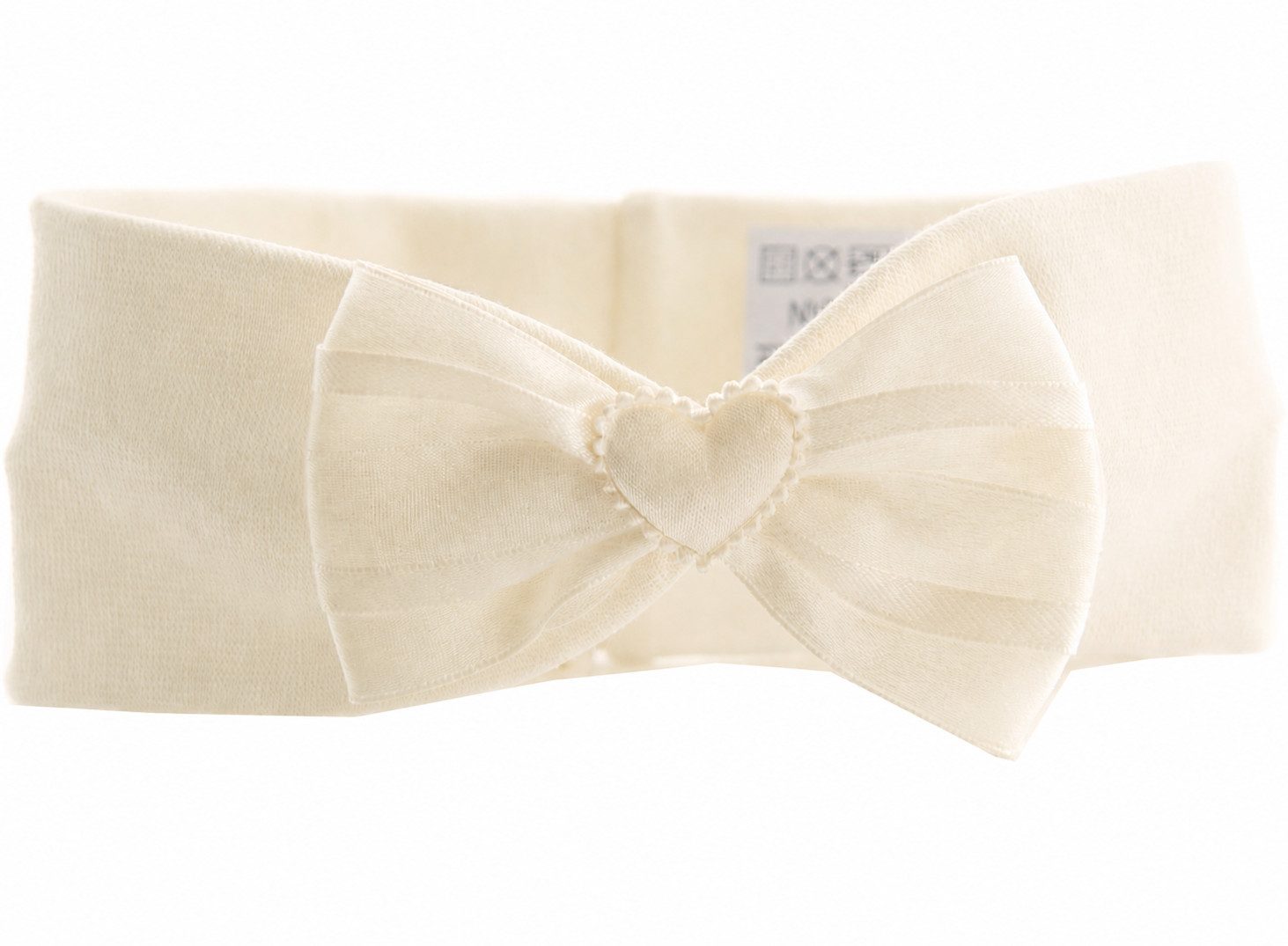 La Bortini Stirnband Stirnband für Baby und Kinder ab 0Mon Kopfband in Weiß für Taufe, Fest (1 Stück, Kopfschmuck für Mädchen, Neugeborene, Kinder) elastisch, weich, weiß mit Schleife und Herzchen