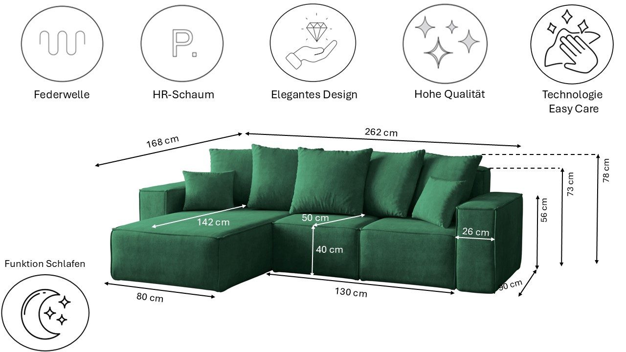 Kaiser Möbel Ecksofa Modernes Ecksofa in L-Form aus der limitierten Kollektion Ella, Ecksofa
