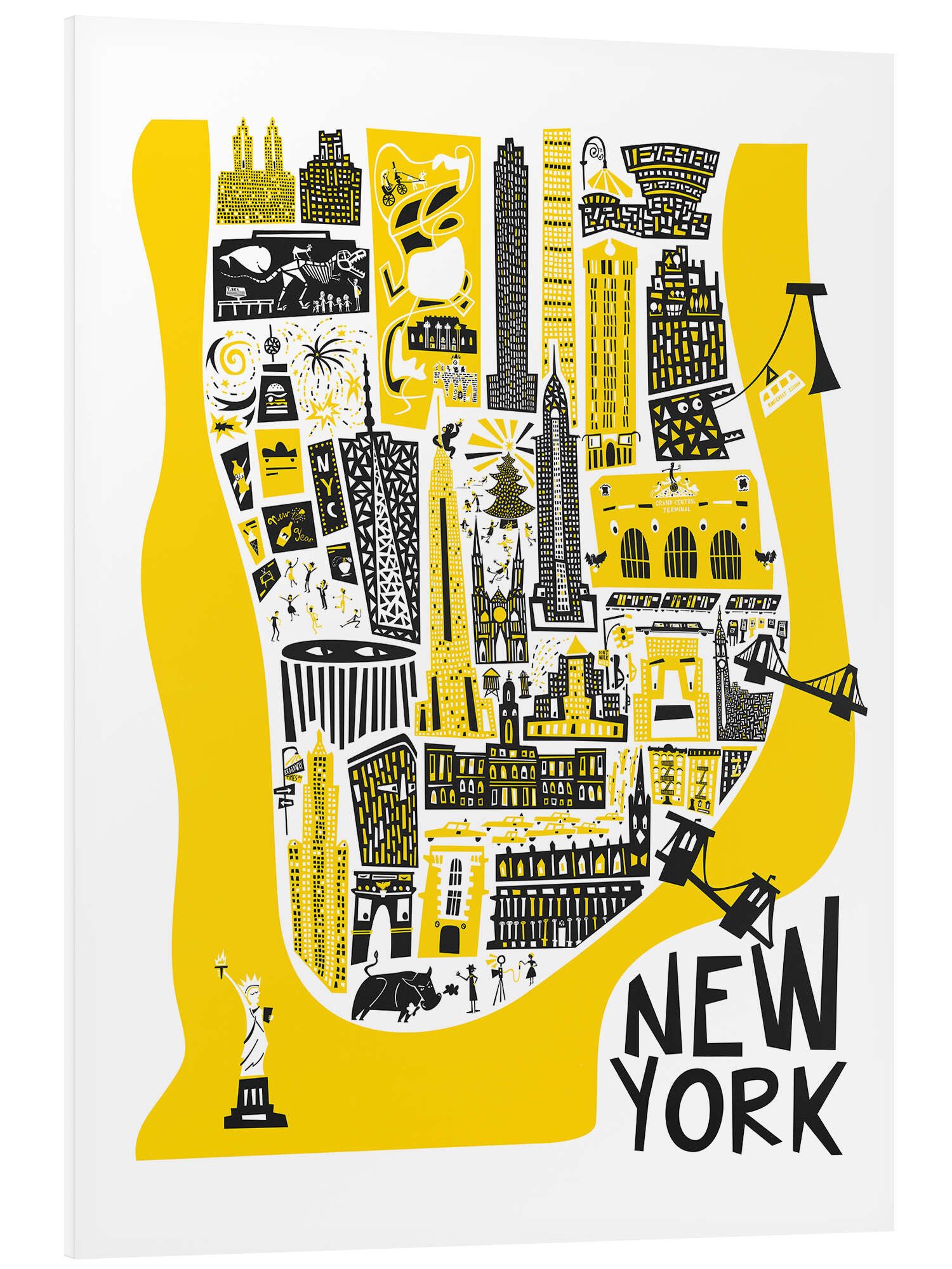 Posterlounge Forex-Bild Fox & Velvet, New York - Karte von Manhattan, Kinderzimmer Mid-Century Modern Grafikdesign