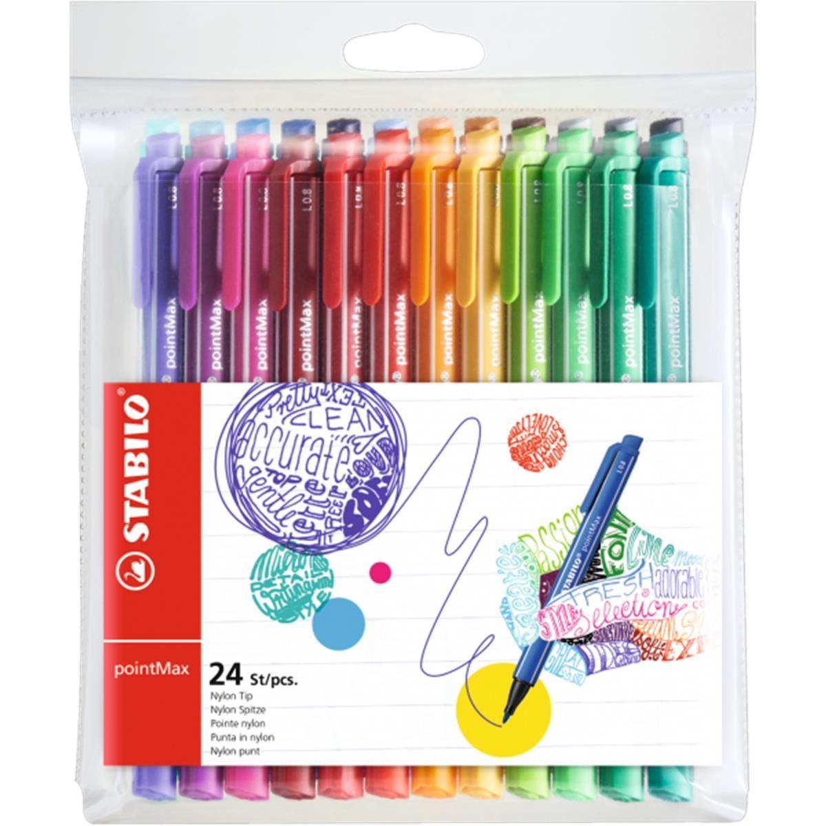 STABILO Faserstift STABILO pointMax Filzstift - 0,8 mm - 24er Set