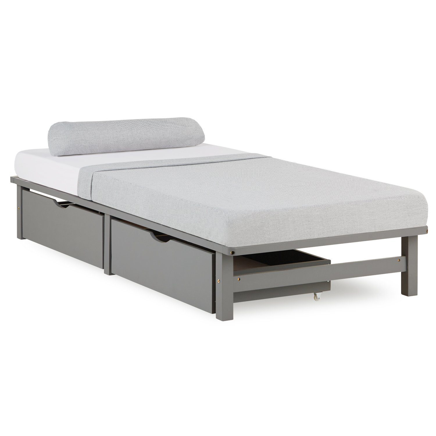 Homestyle4u Bettkasten 2er Set in Grau 82x22 53 cm 2197 günstig online kaufen