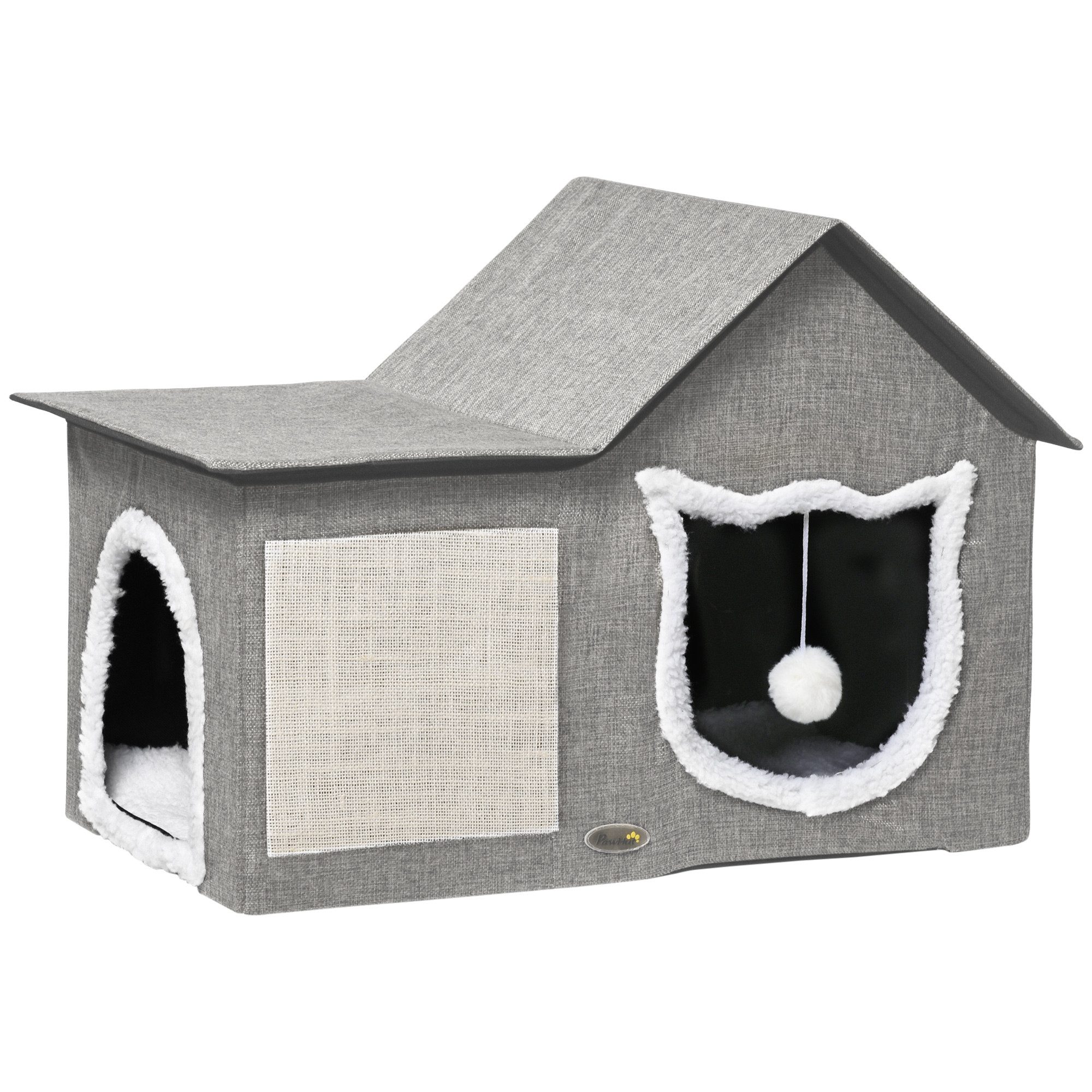 furnicato Katzenliege Katzenhaus mit Kratzfläche, Spielball, Höhle, 65x41x45.5 c, MDF