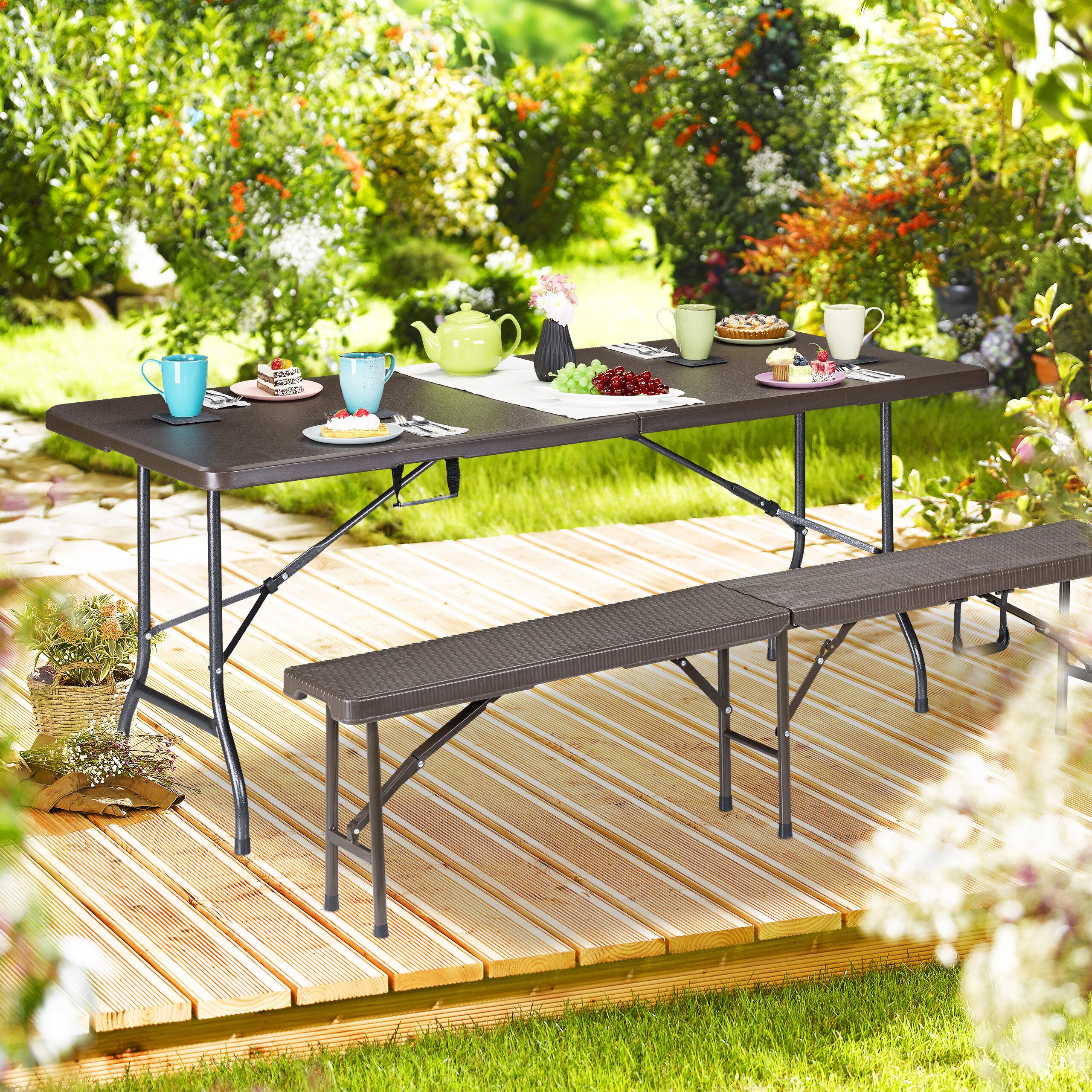 relaxdays Gartentisch klappbar, Braun günstig online kaufen