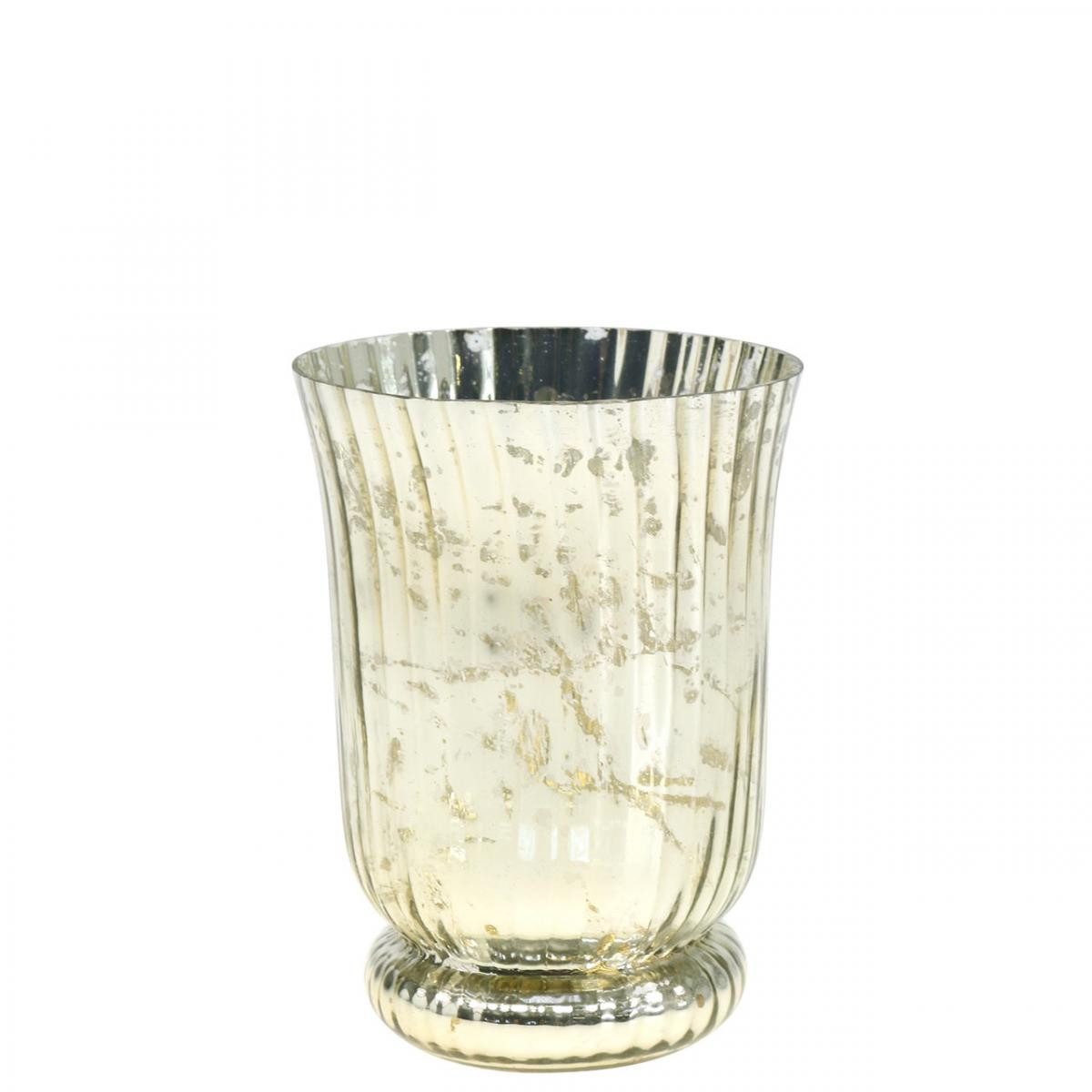Tischvase Elegantes Windlicht Glas Teelichthalter Vintage Ø11cm H14,5cm