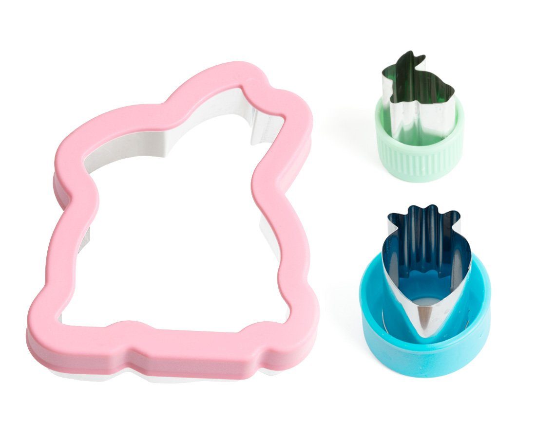 LEKKABOX Ausstechform 3er Set Hasen - Edelstahl Ausstecher für Brot Gemüse Obst Plätzchen, Ideal zum Ausstechen von Käse, Obst, Gemüse, Plätzchen & Co.
