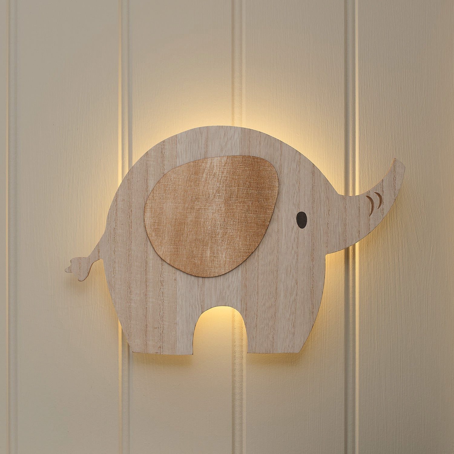 Lights4fun LED Wandleuchte Ernie der Elefant-Wandlampe fürs Kinderzimmer mit Fernbedienung & Time