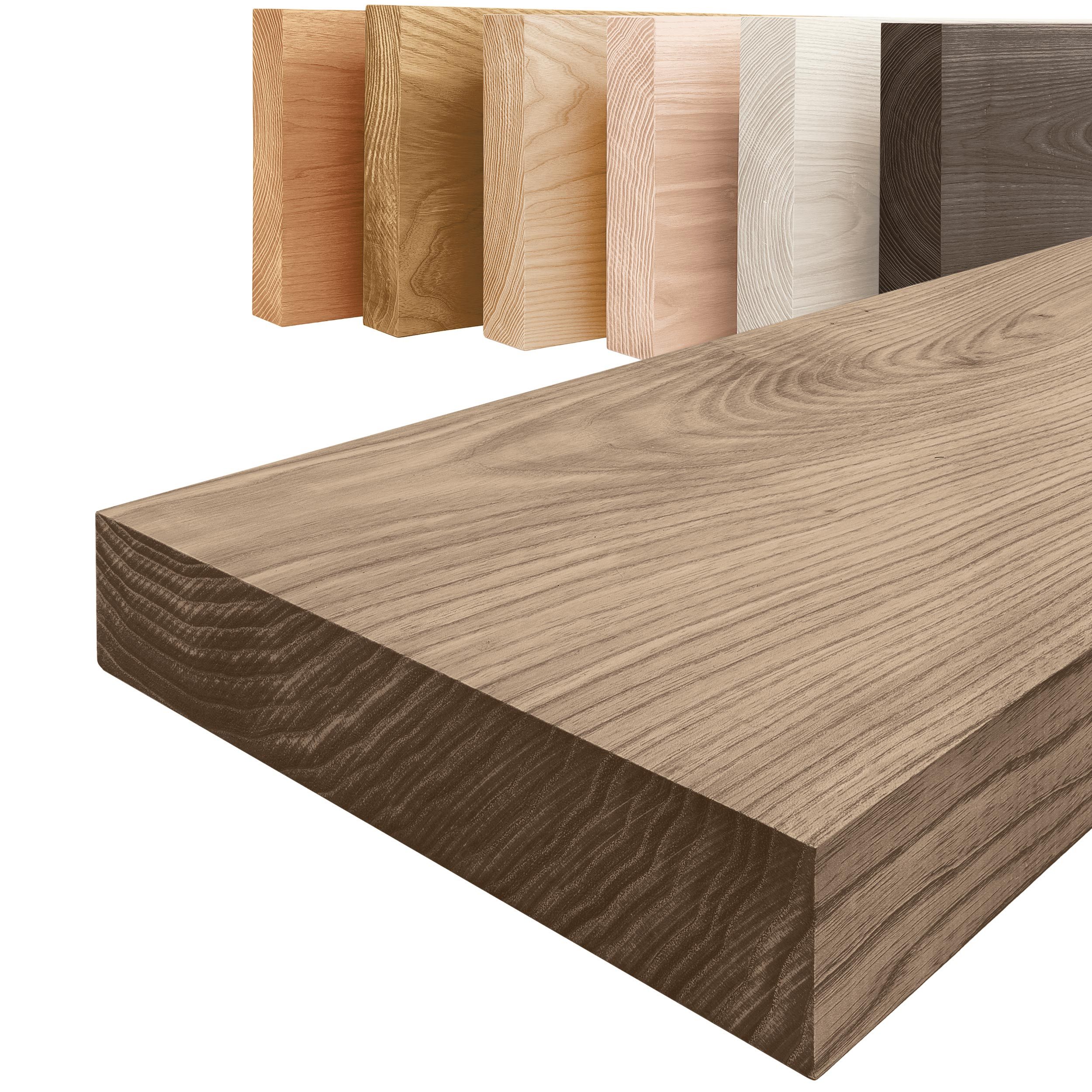 LAMO Manufaktur Wandregal Pure: ohne Montage Set 40 cm, Komplett-Set, 40mm stake Massivholzplatte