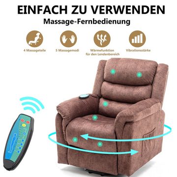 PHOEBE CAT TV-Sessel (Fernsehsessel mit Aufstehhilfe, elektrisch Relaxsessel mit Fernbedienung, bis 150 kg belastbar), Massagesessel mit Liegefunktion, Wärmefunktion und Vibrationsmassage