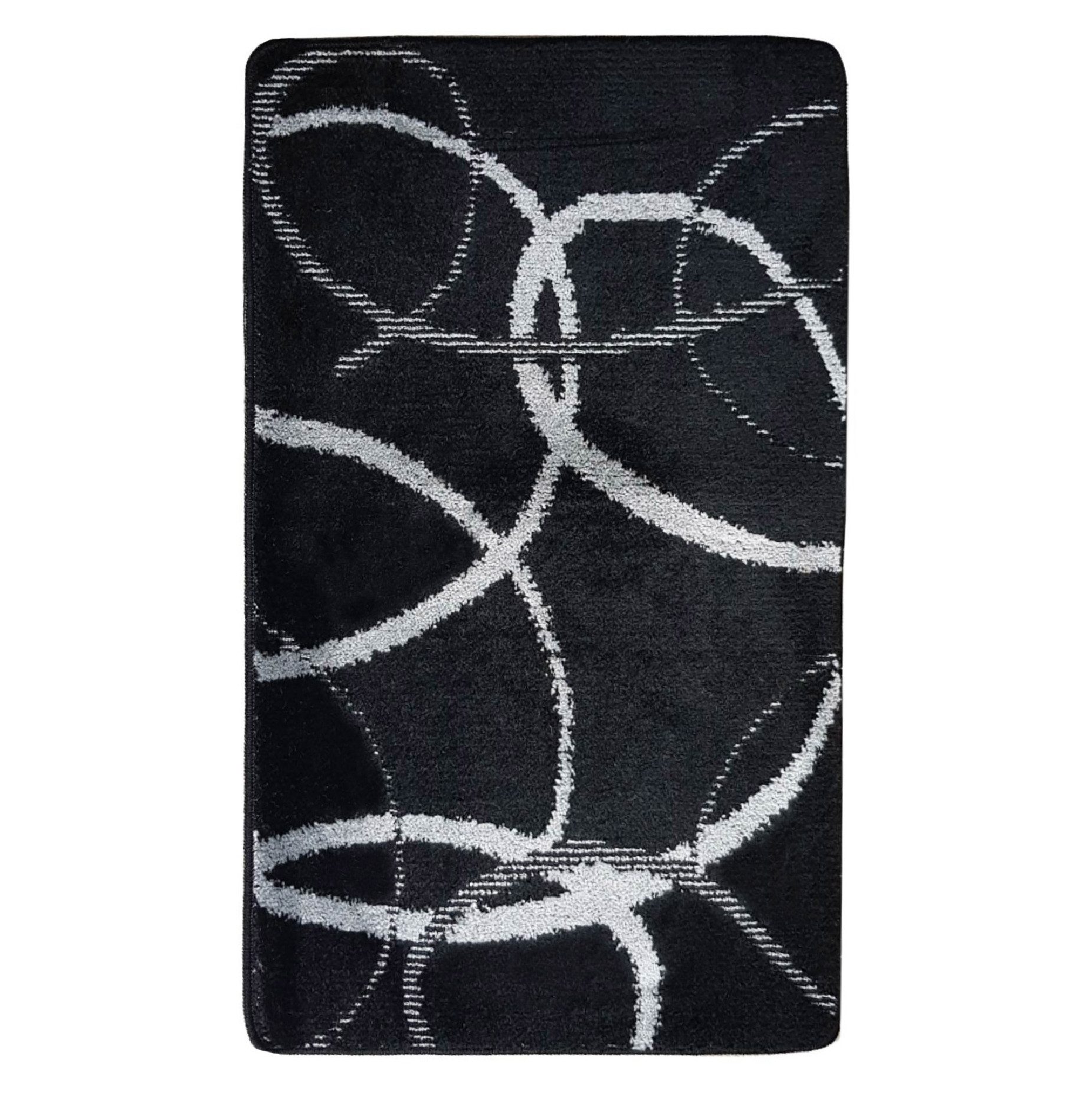 ROLFNERS Badematte Badematte 80x200cm Schwarz, Weicher Flor, Rutschfest, Schnell Trocknend, Fußbodenheizungsgeeignet, Polypropylen, Florhöhe ca. 15 mm, Waschbar bis max. 30°C