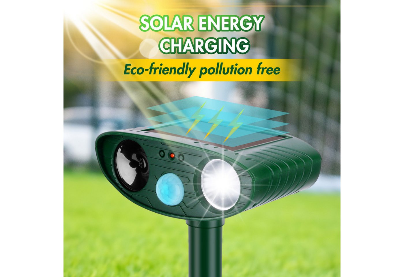 Thumbnail - BlingBin Ultraschall-Tierabwehr Solar Tiervertreiber Katzenabwehr Wasserdicht Ultraschall Vertreiber, 1er Set 1-tlg., 1 ...