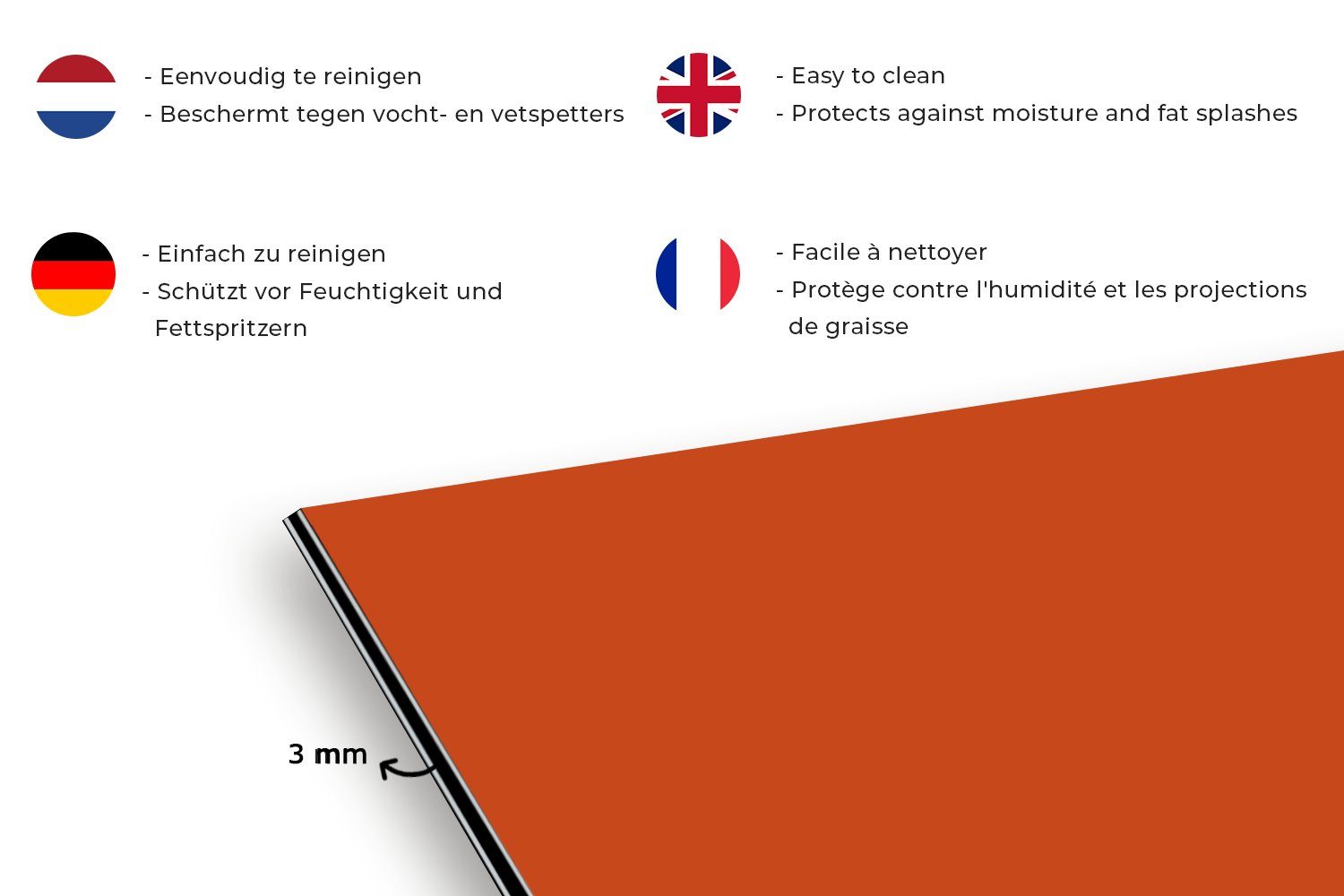 - Farben und Wandschutz, gegen Schmutzflecken Küchen (1-tlg), Küchenrückwand - 60x30 für - cm, Massiv, MuchoWow Erde Fett Sienna