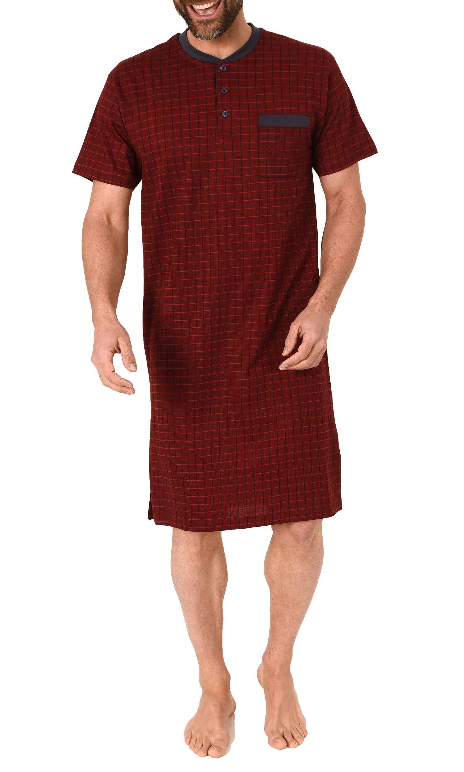 Normann Pyjama Normann Herren kurzarm Nachthemd in eleganter Optik