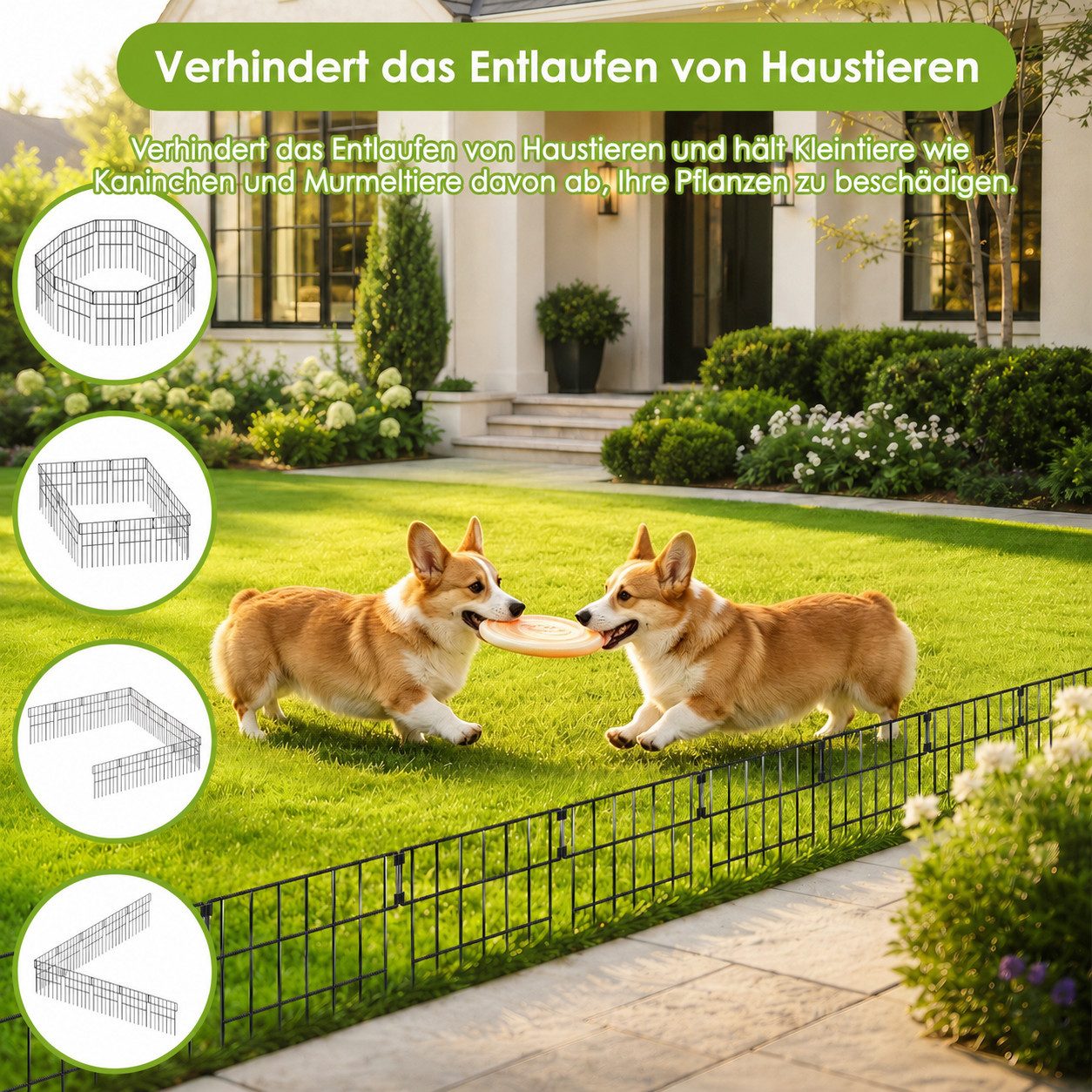 BlingBin Gartenzaun 10-teilig Beetzaun aus Metall, Tierbarriere Zaun, (Beetbegrenzung, 10-St., 32,5 × 40 cm Metallzaun), Begrenzungszaun, Hundezaun für Blumenbe – Bild 5 von 5