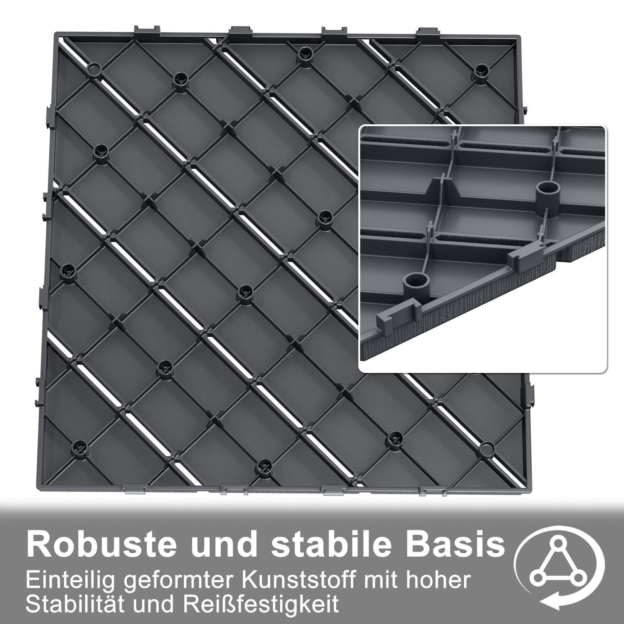 FIVMEN Terrassendielen Fliesen Klickfliesen Bodenbelag 30x30cm, Anthrazit/Braun(Typ B), (33-St), in Holzoptik für Terrassen, Gärten, Schwimmbäder – Bild 4 von 5