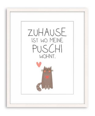 artissimo Poster Poster mit Spruch DinA4 Bild Wandbild Sprüche Text Katze Zuhause, witzige Zitate und Sprüche: Katze