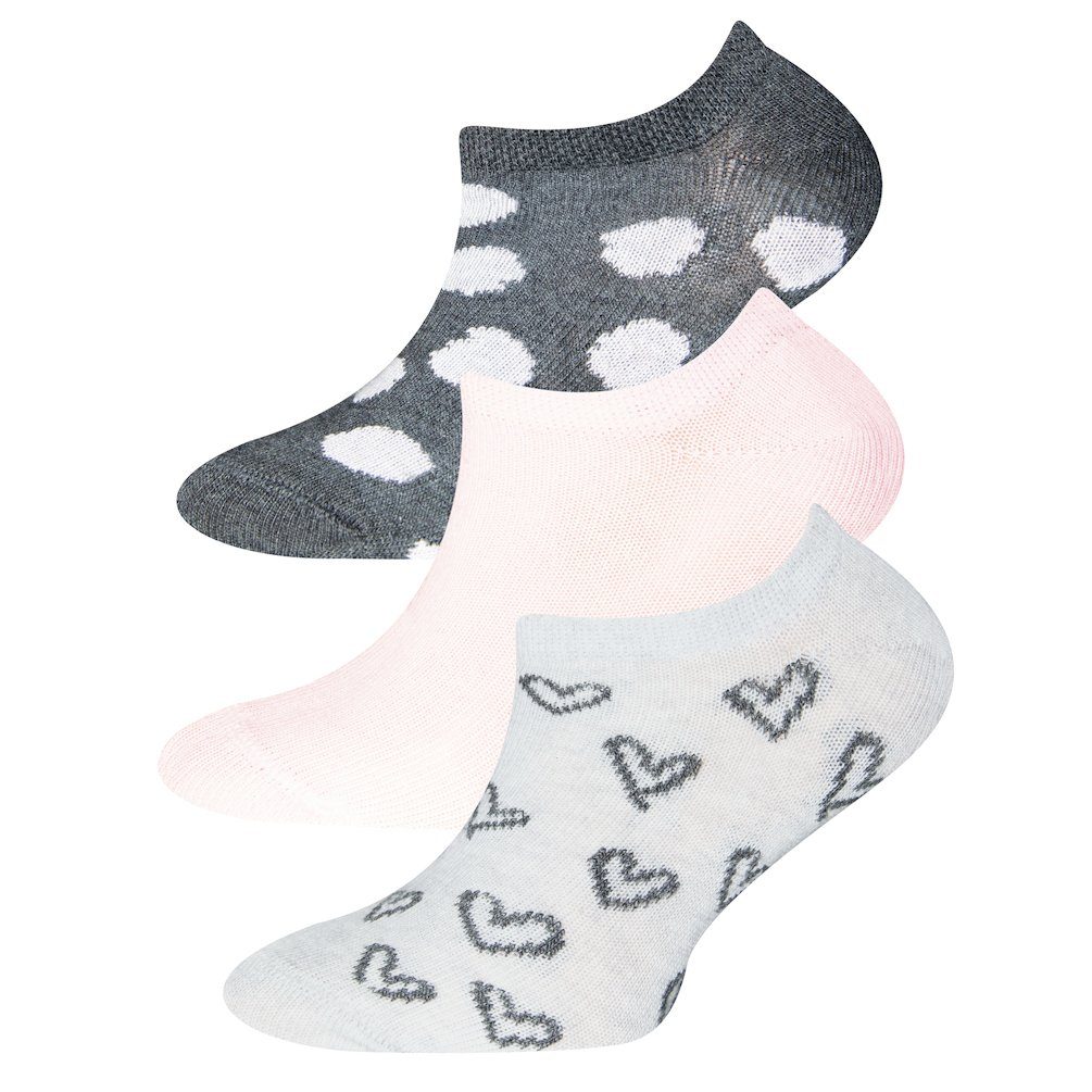 Sneakersocken Ewers Mädchen Sneaker Strümpfe Söckchen 3er Pack Herz Punkte